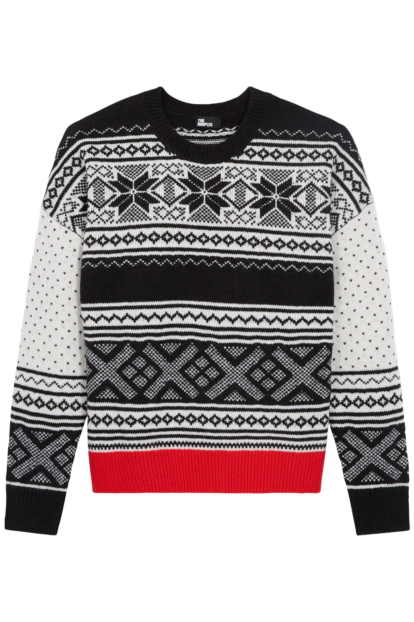 JACQUARD ROUND NECK SWEATER WITH CONTRAST RIB 3