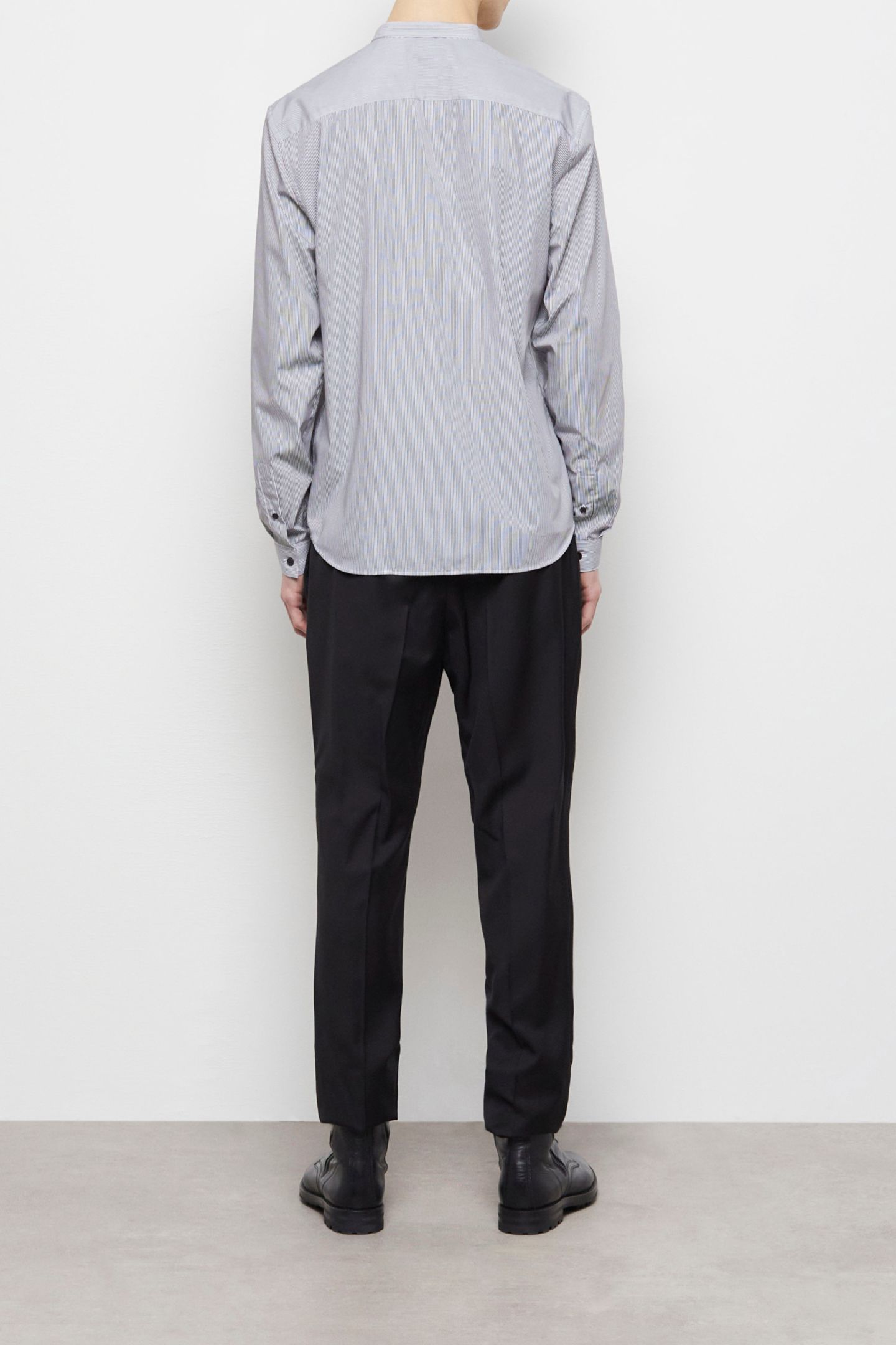 SLIM SHIRT WITH OFFICER COLLAR BLACK WHITE 2