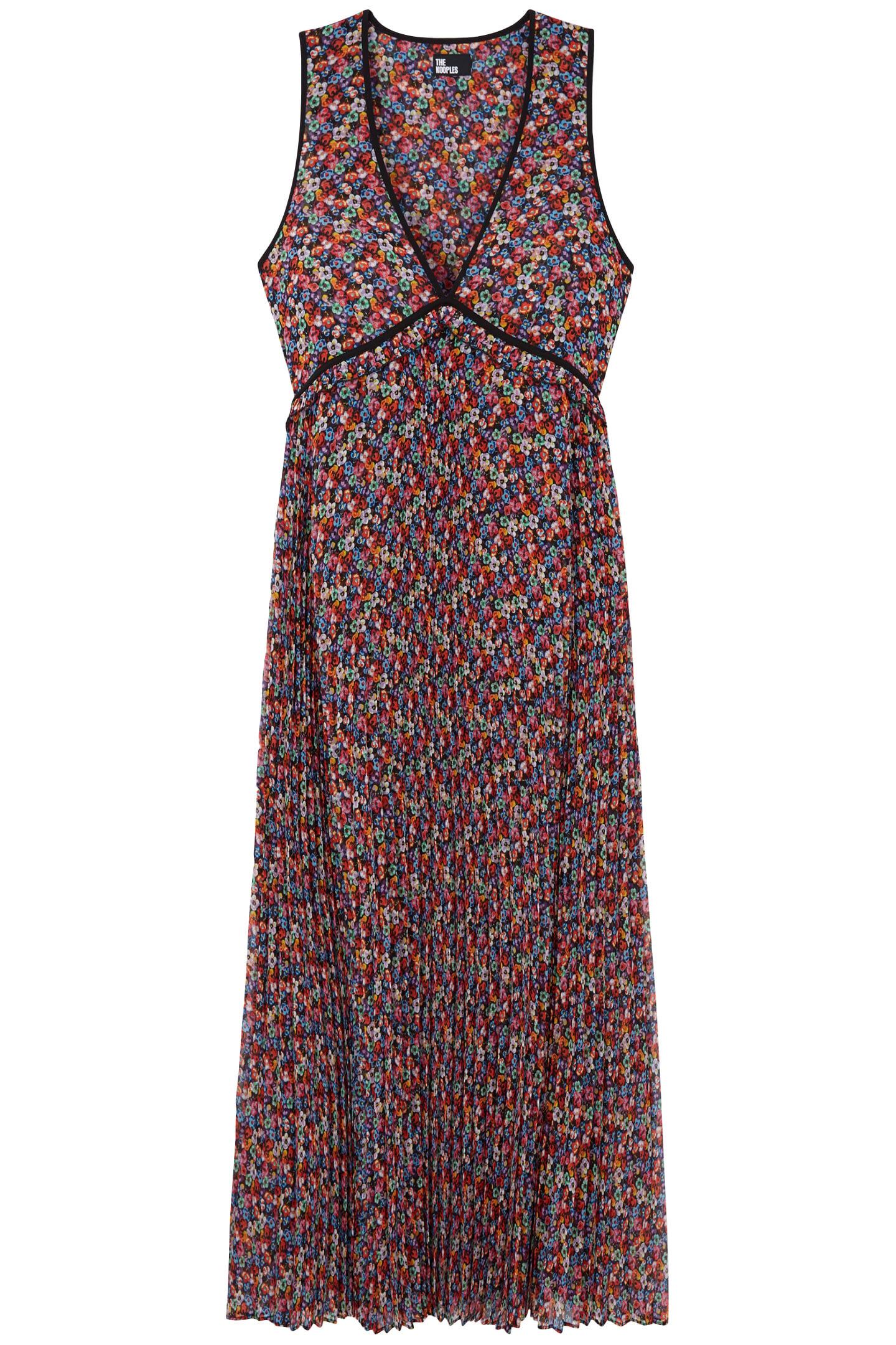SLEEVELESS DRESS WITH LONG PLEATED SKIRT MULTICOLOR 1