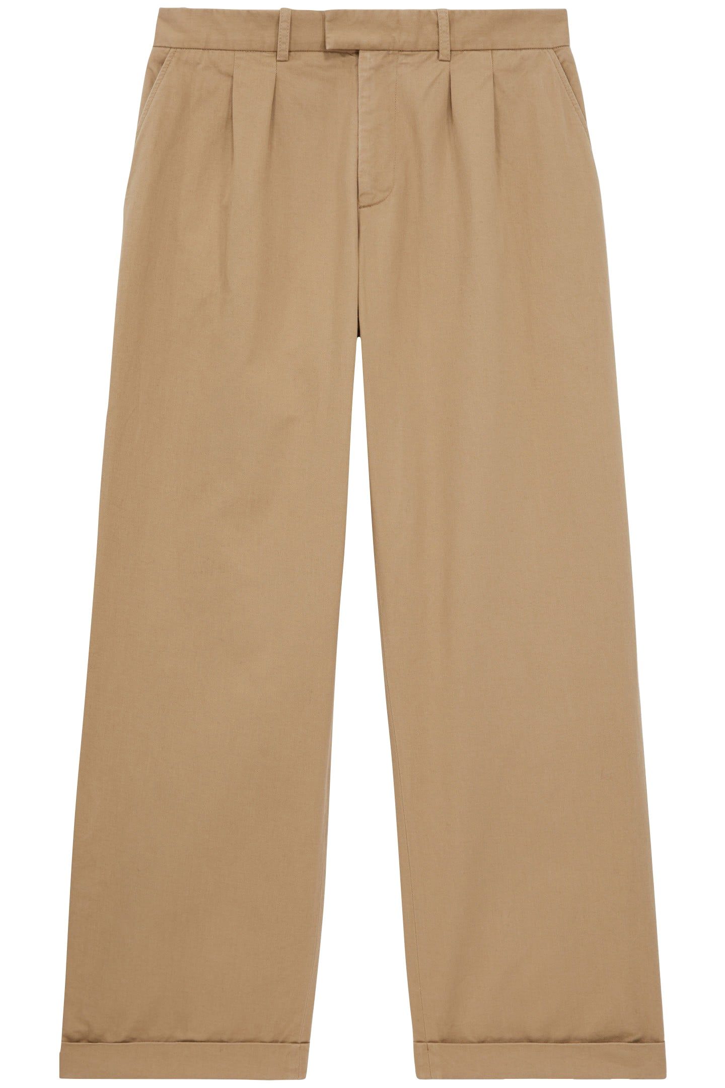 PLEATED TROUSERS WITH TURNS CAMEL 3
