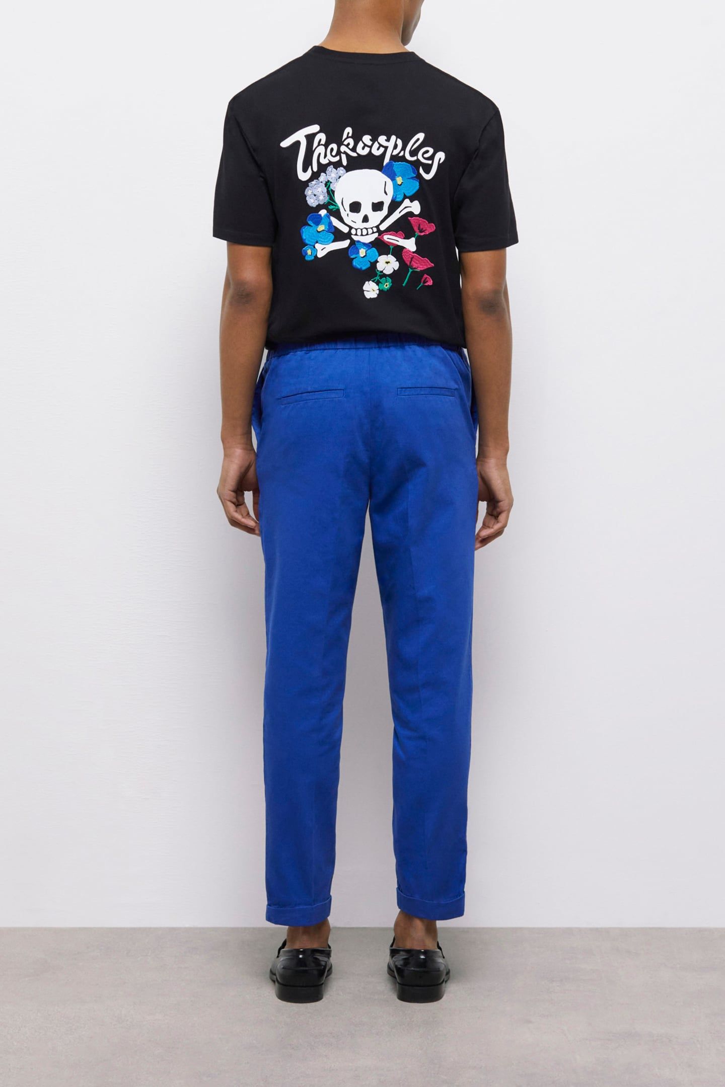 STRAIGHT PANTS WITH SEMI-ELASTICATED WAISTBAND BLUE 2