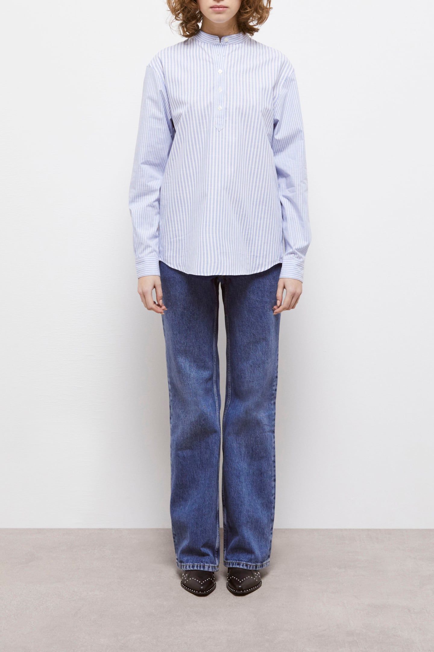 LONG SLEEVE SHIRT WITH CLASSIC COLLAR BLUE WHITE 1