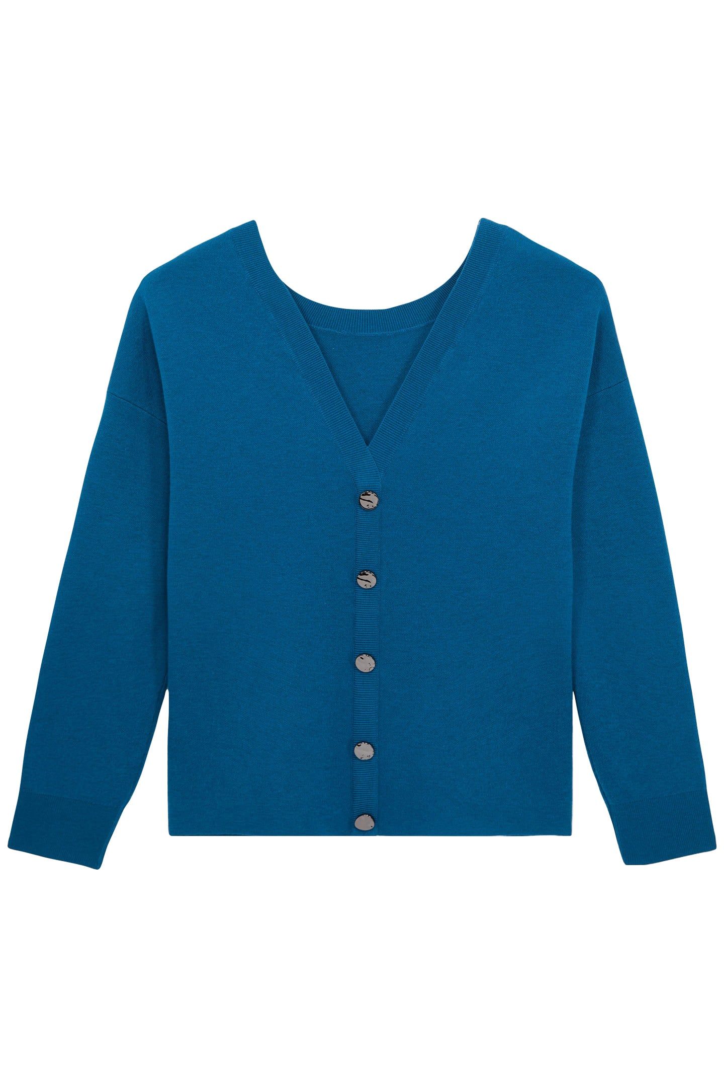 SWEATER WITH FAKE BUTTONS ON THE BACK MEDIUM BLUE 4