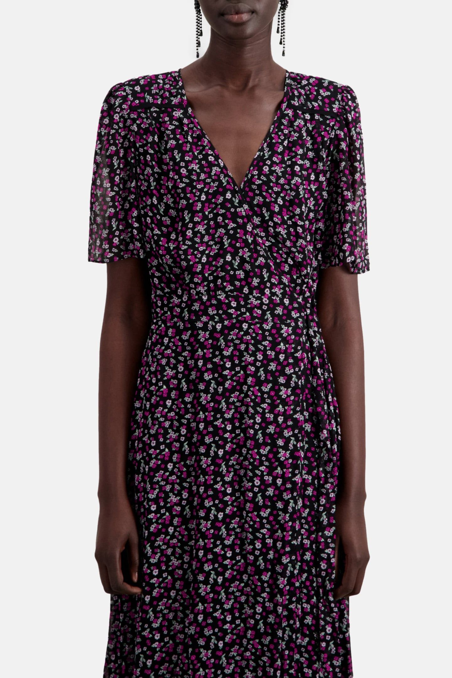 LONG DRESS WITH SHORT SLEEVES BLACK/PINK 5