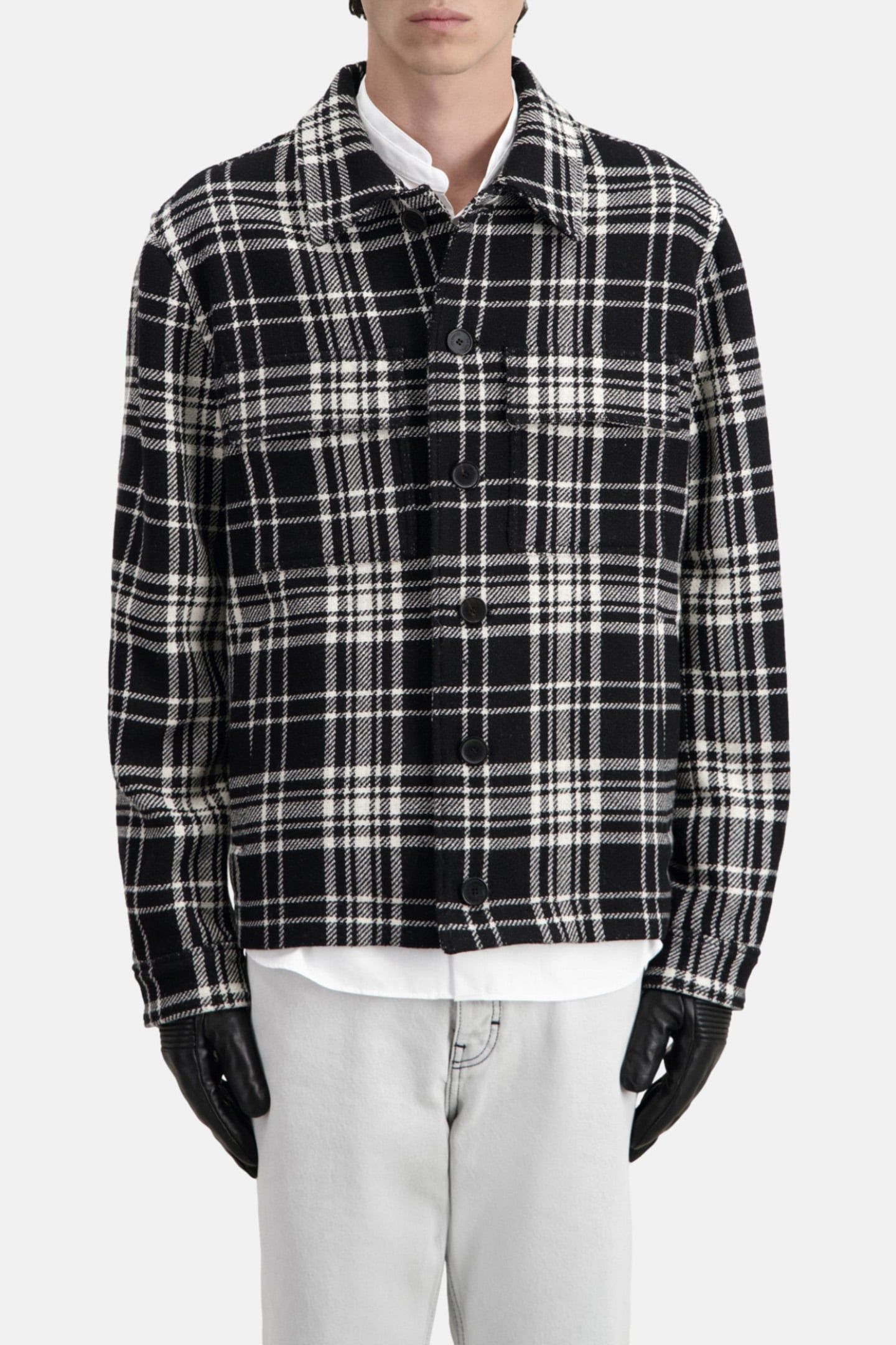 UNLINED OVERSHIRT JACKET BLACK WHITE 1