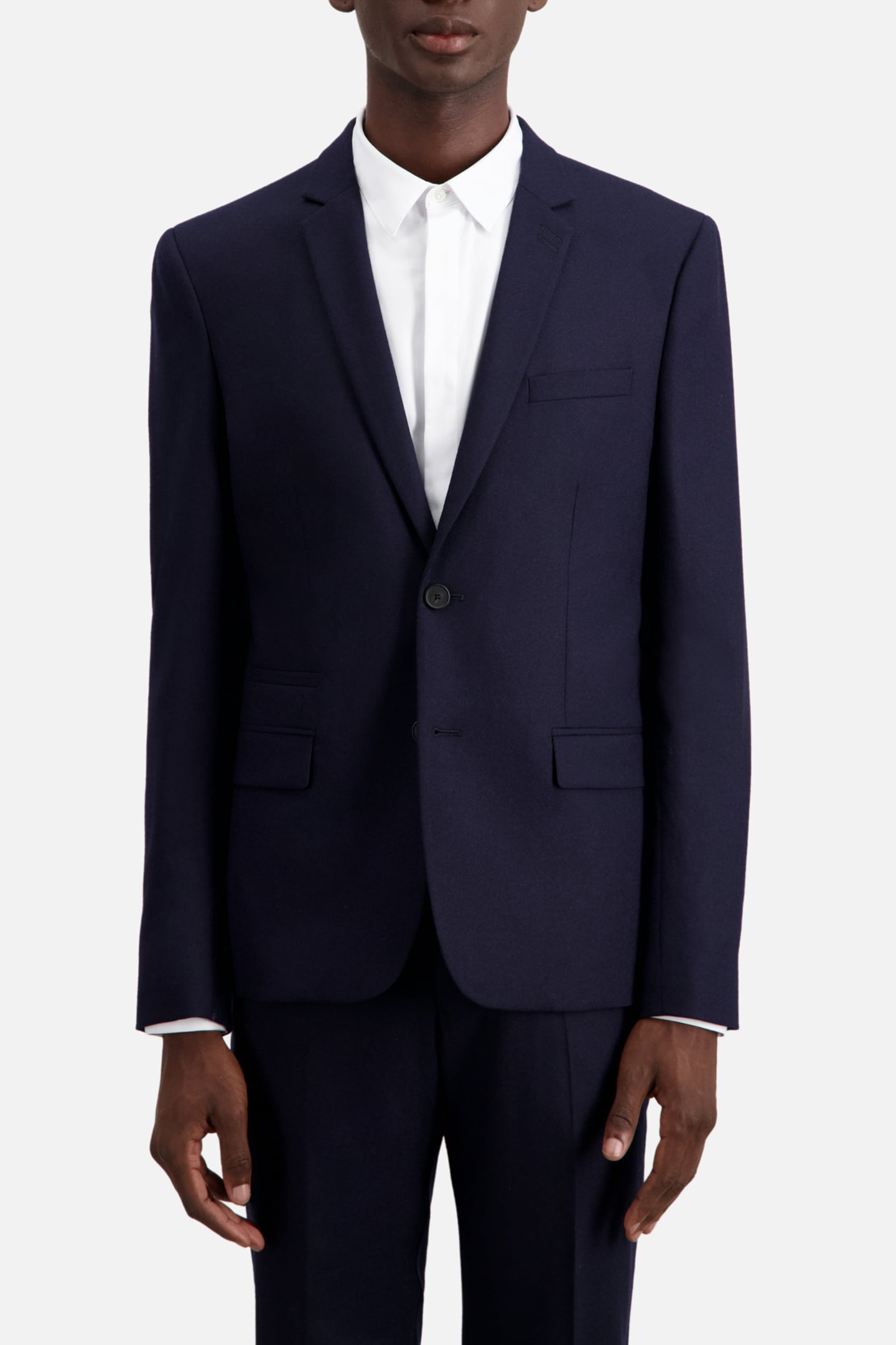 FITTED FLANNEL SUIT JACKET NAVY 1