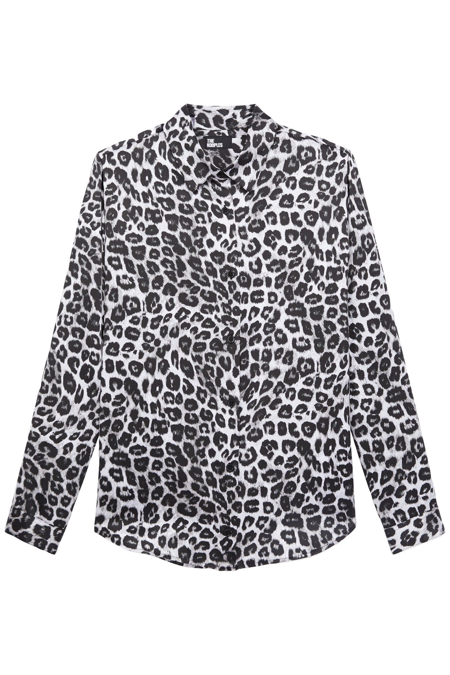 LONG SLEEVE SATIN SHIRT BLACK WHITE LEOPARD 3
