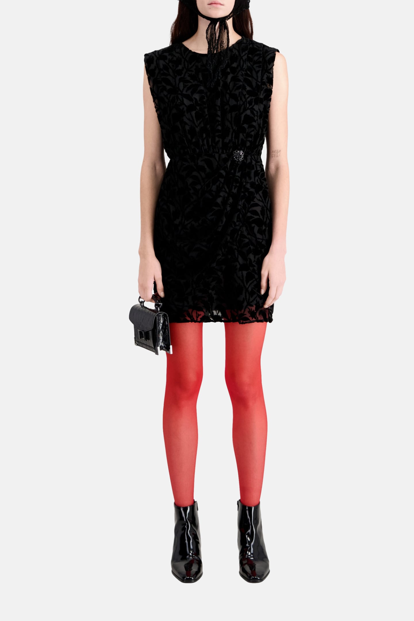 SHORT DRESS ML DRAPED SKIRT BLACK 2