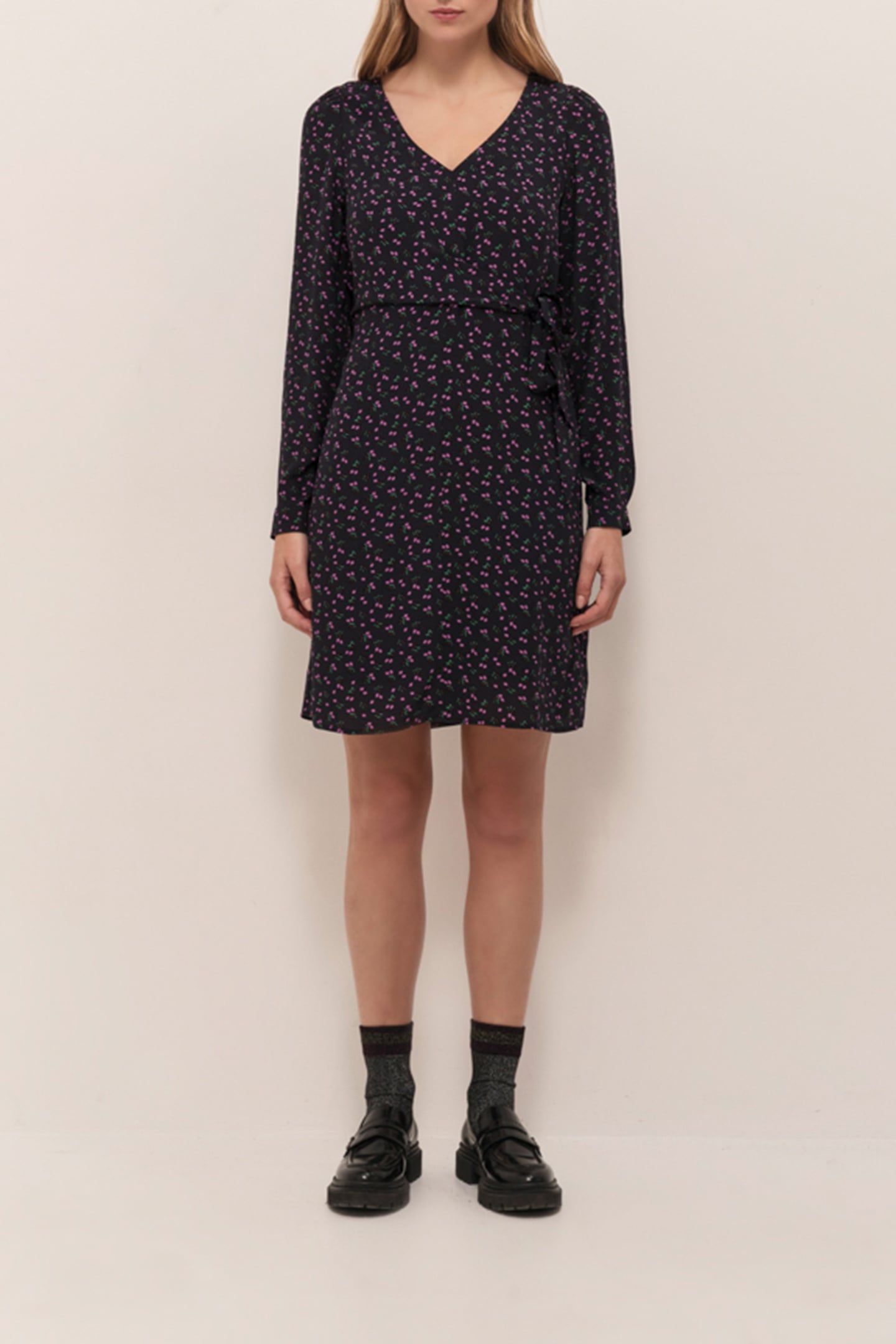 RAYA - NAVY LONG DRESS WITH ARTY FLORAL PRINT 2