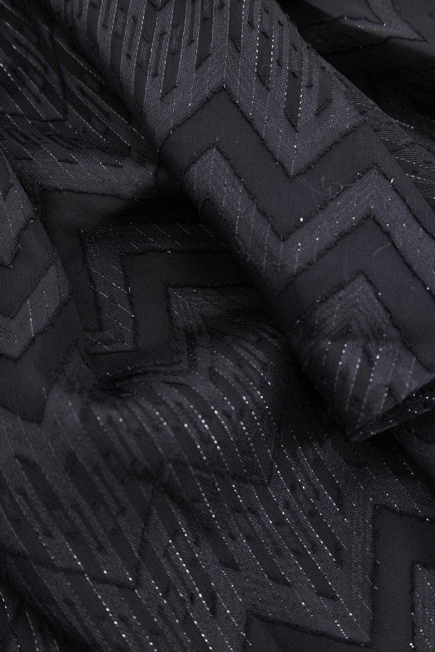 SHORT BLACK HERRINGBONE JACQUARD VOILE SKIRT 8
