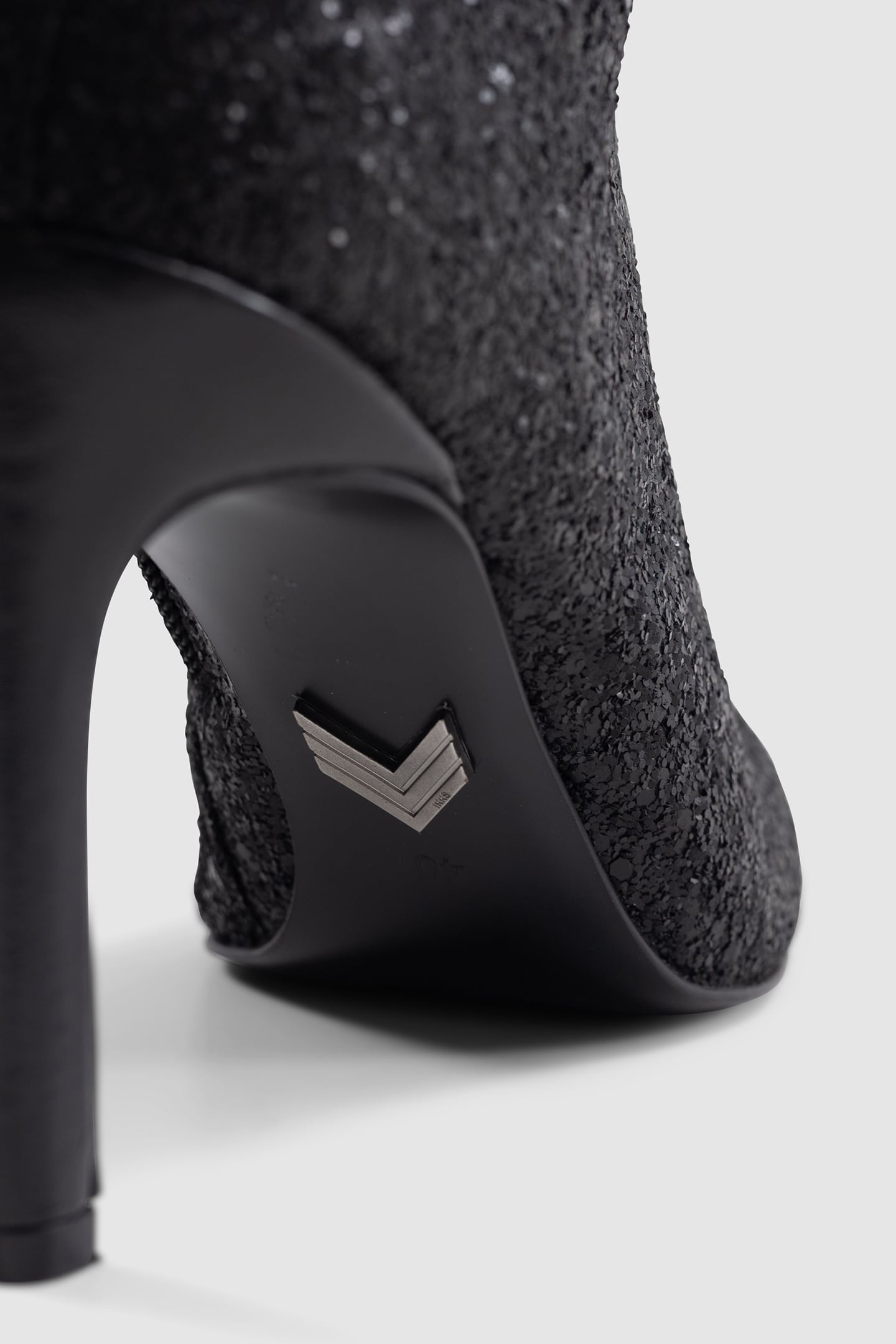 PURE EDITION-BLACK GLITTER HEELED BOOTIES 6