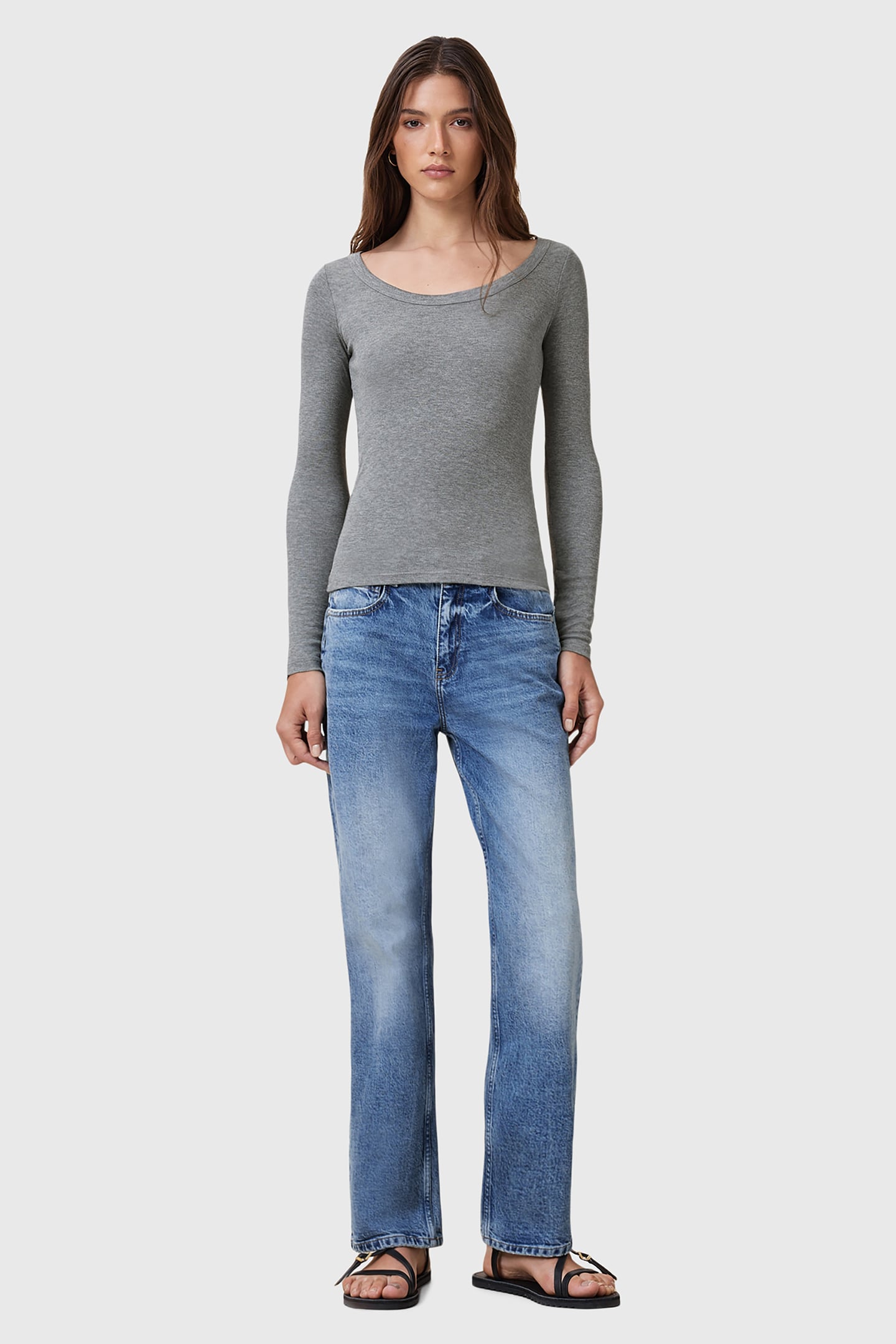 RINA LS SCOOP NECK CHARCOAL MARL 3