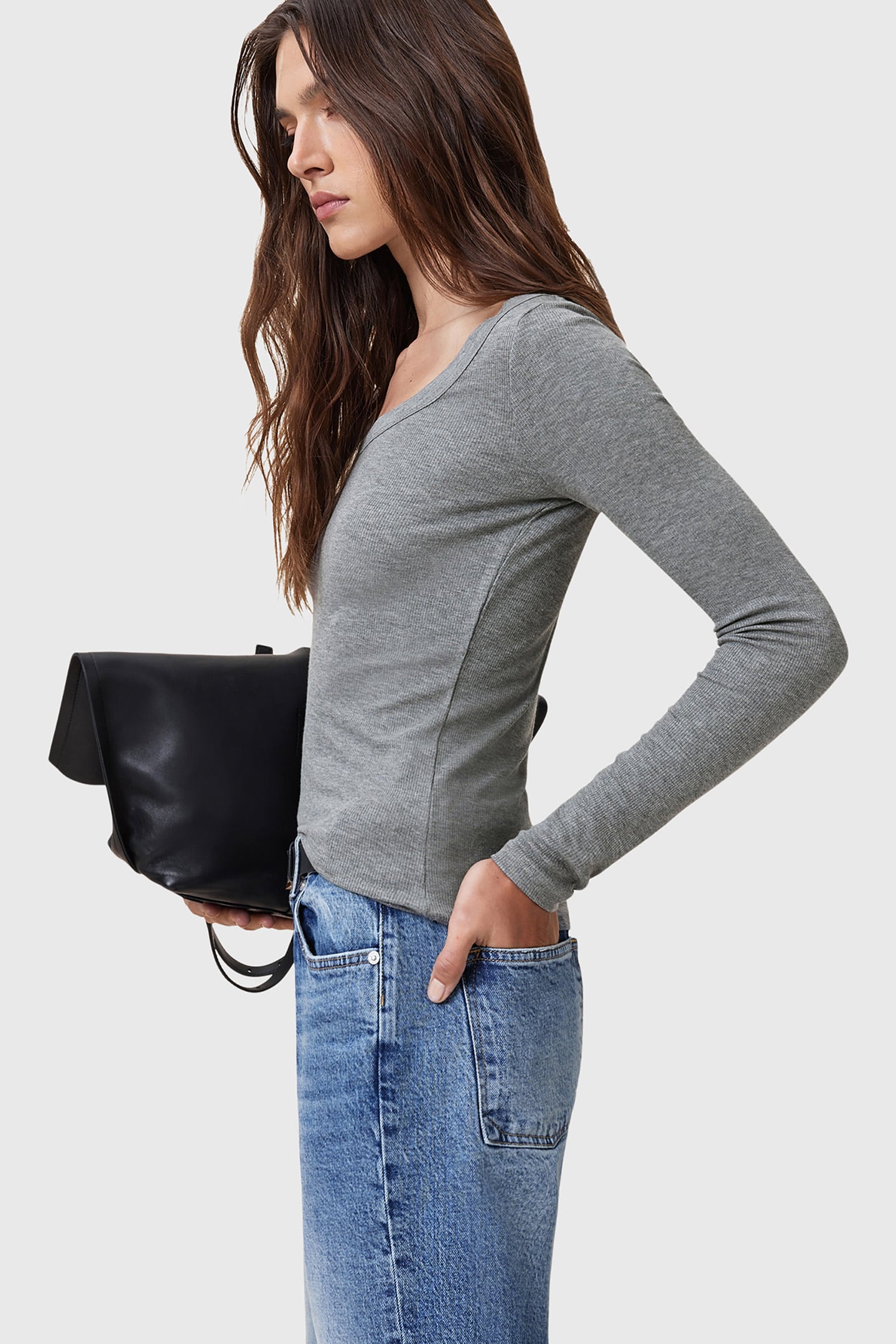 RINA LS SCOOP NECK CHARCOAL MARL 5