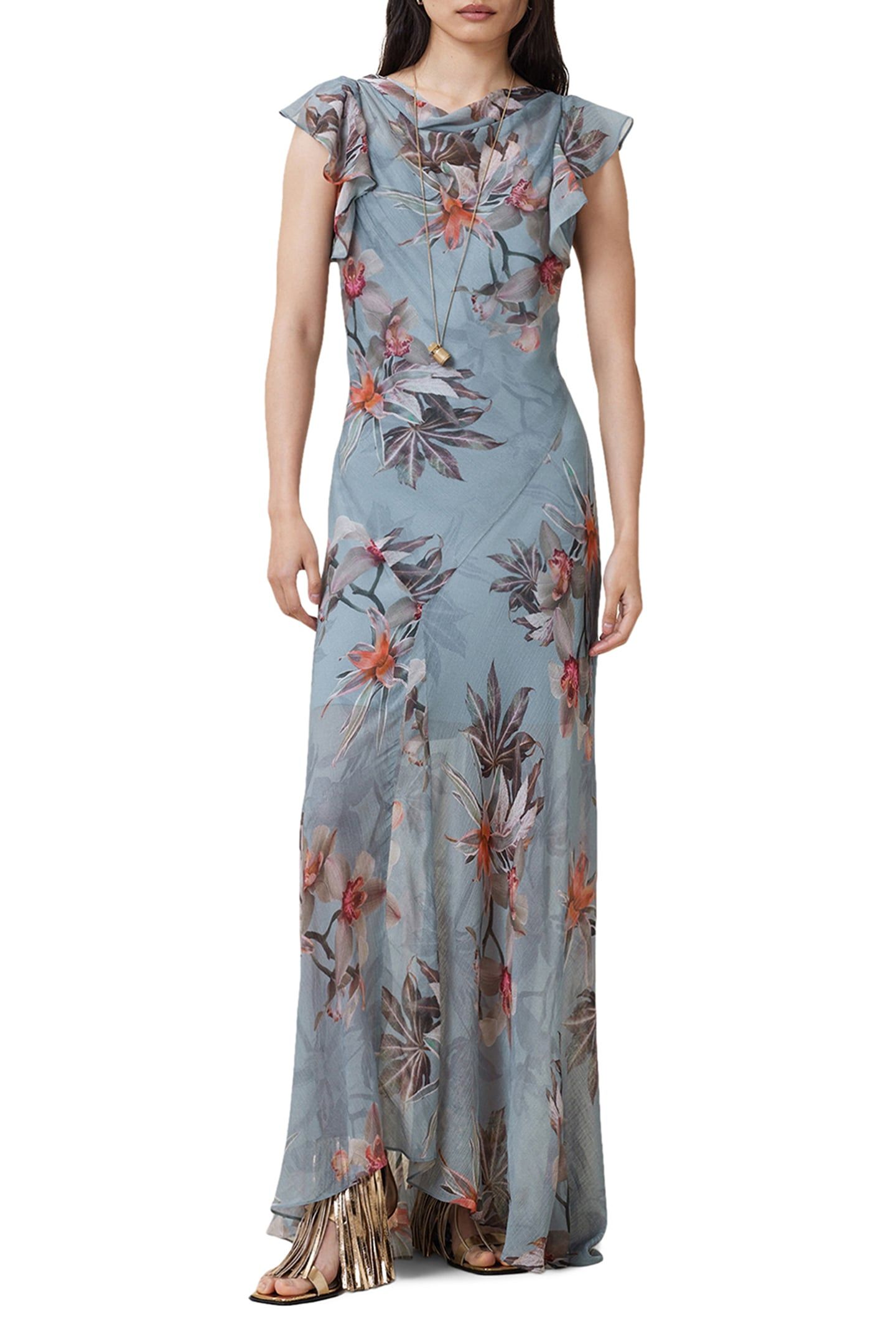 FLORA DRESS ADENA DUSTY BLUE 1