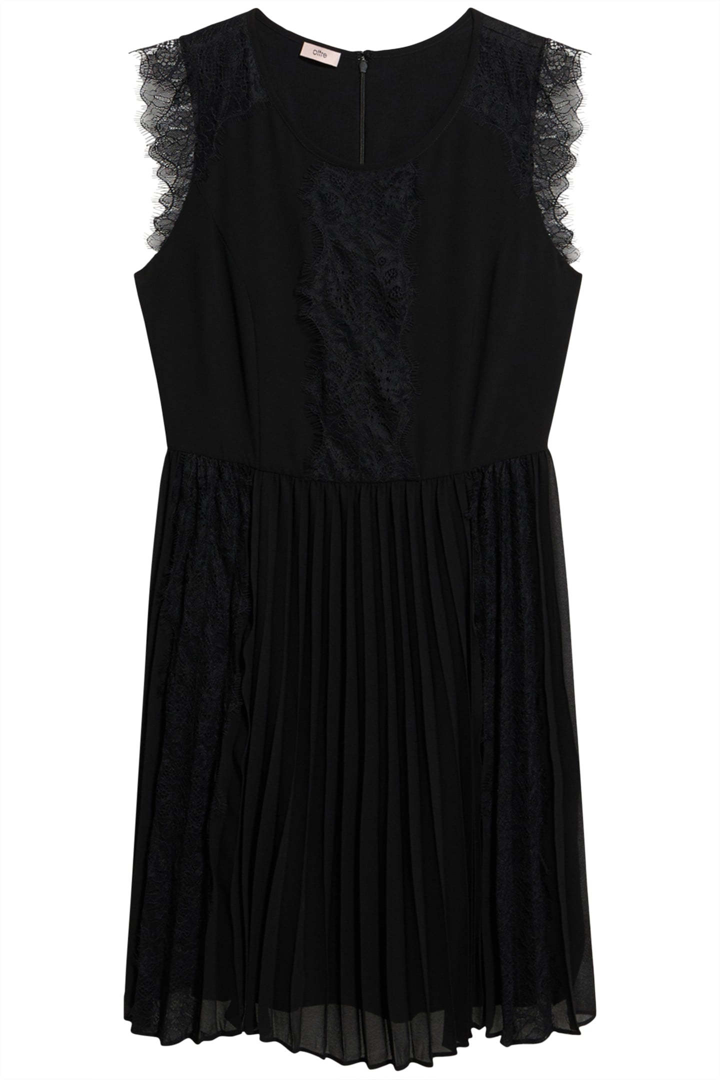 SHORT DRESS WITH LACE INSERTS BLACK 3