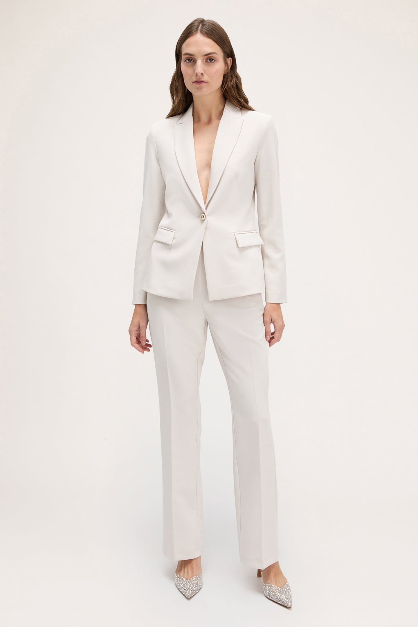 SINGLE-BREASTED CREPE FABRIC BLAZER WHITE 3