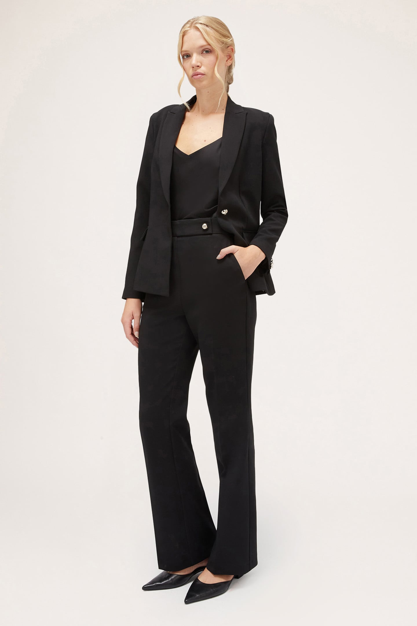 SINGLE-BREASTED CREPE FABRIC BLAZER BLACK 3