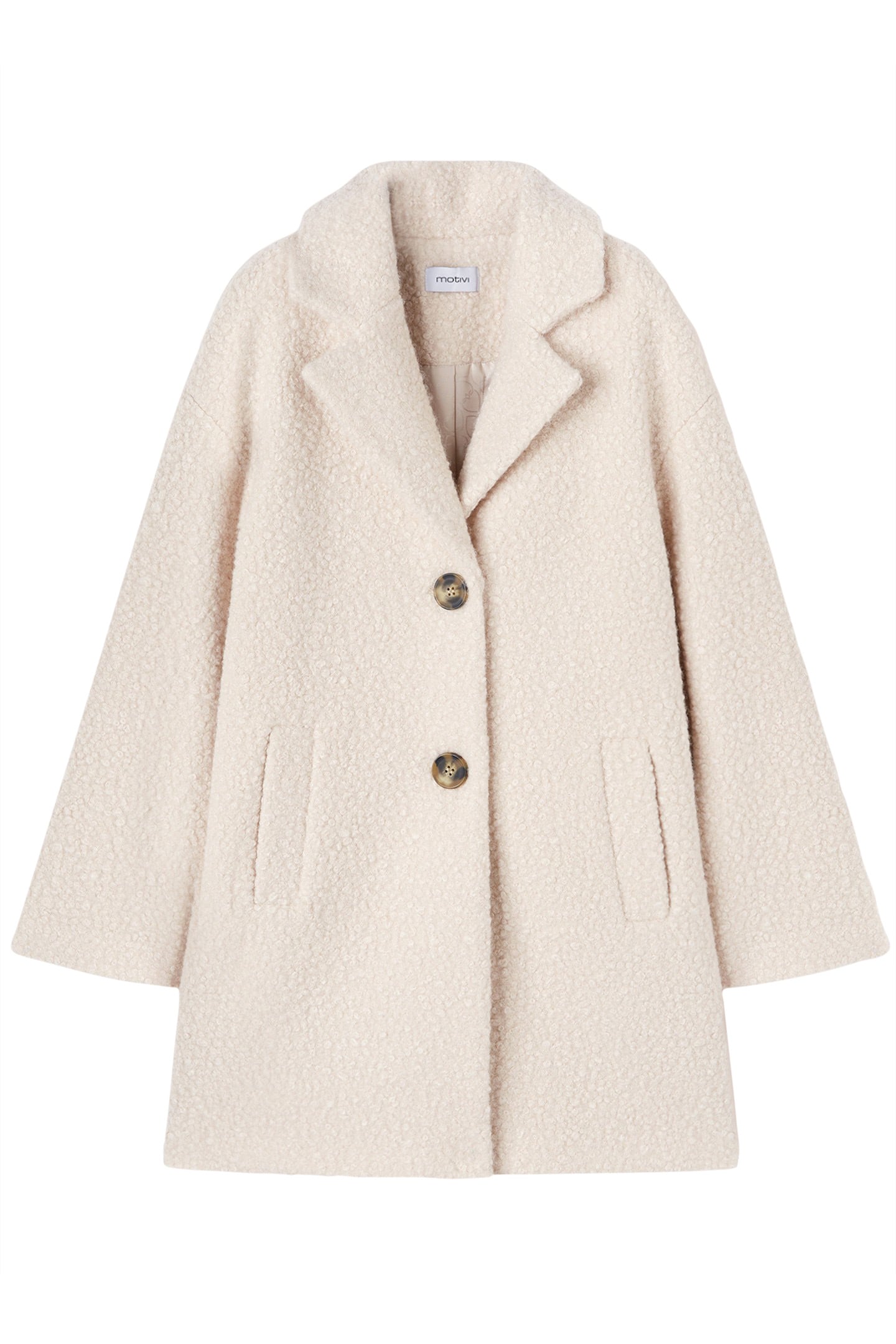 SINGLE-BREASTED BOUCLÉ CLOTH COAT WHITE 4