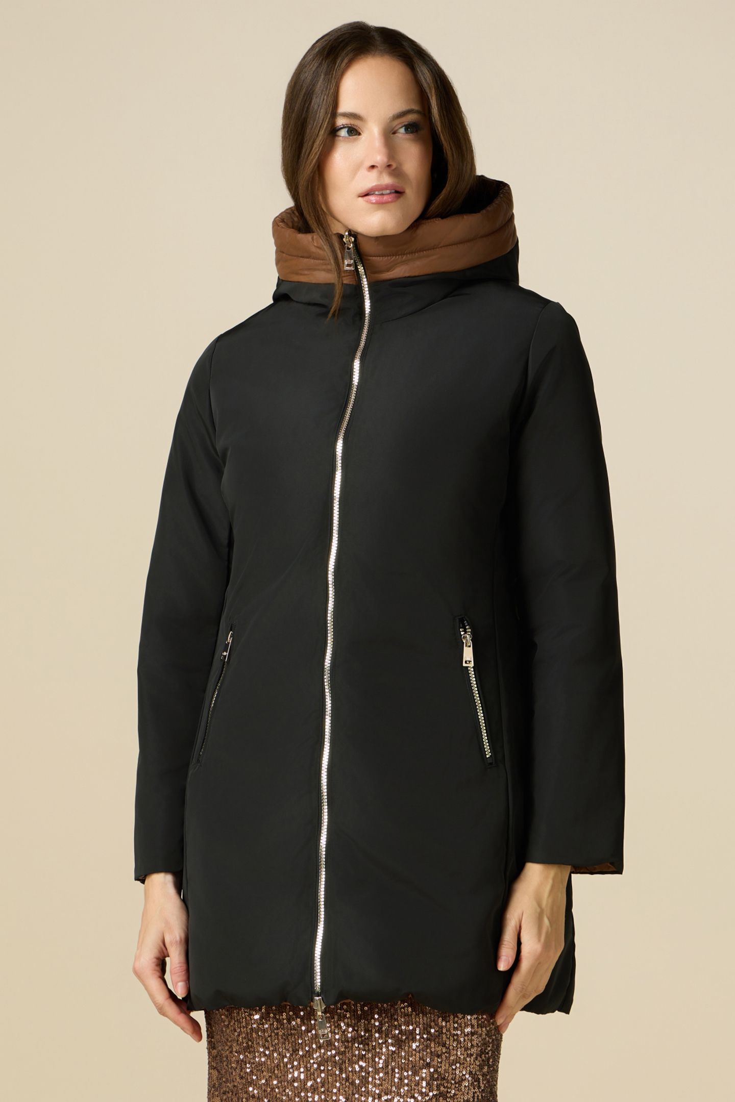 REVERSIBLE PARKA WITH HOOD BROWN 2