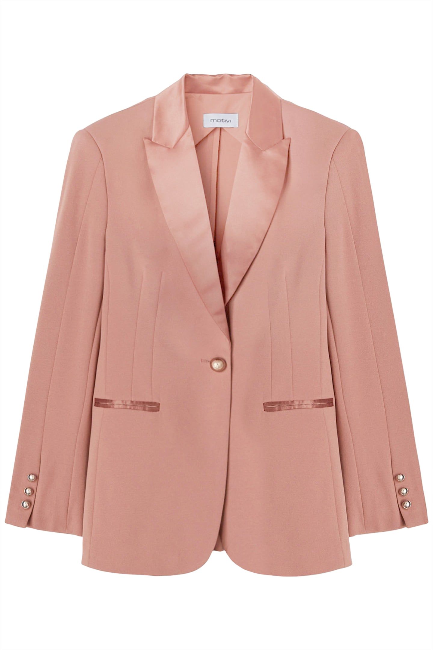 SINGLE-BREASTED JACKET WITH SATIN INSERTS PINK 4