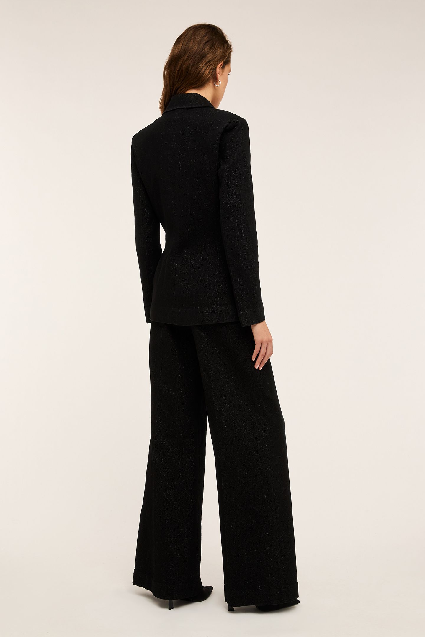DOUBLE-BREASTED LUREX DENIM BLAZER BLACK 2