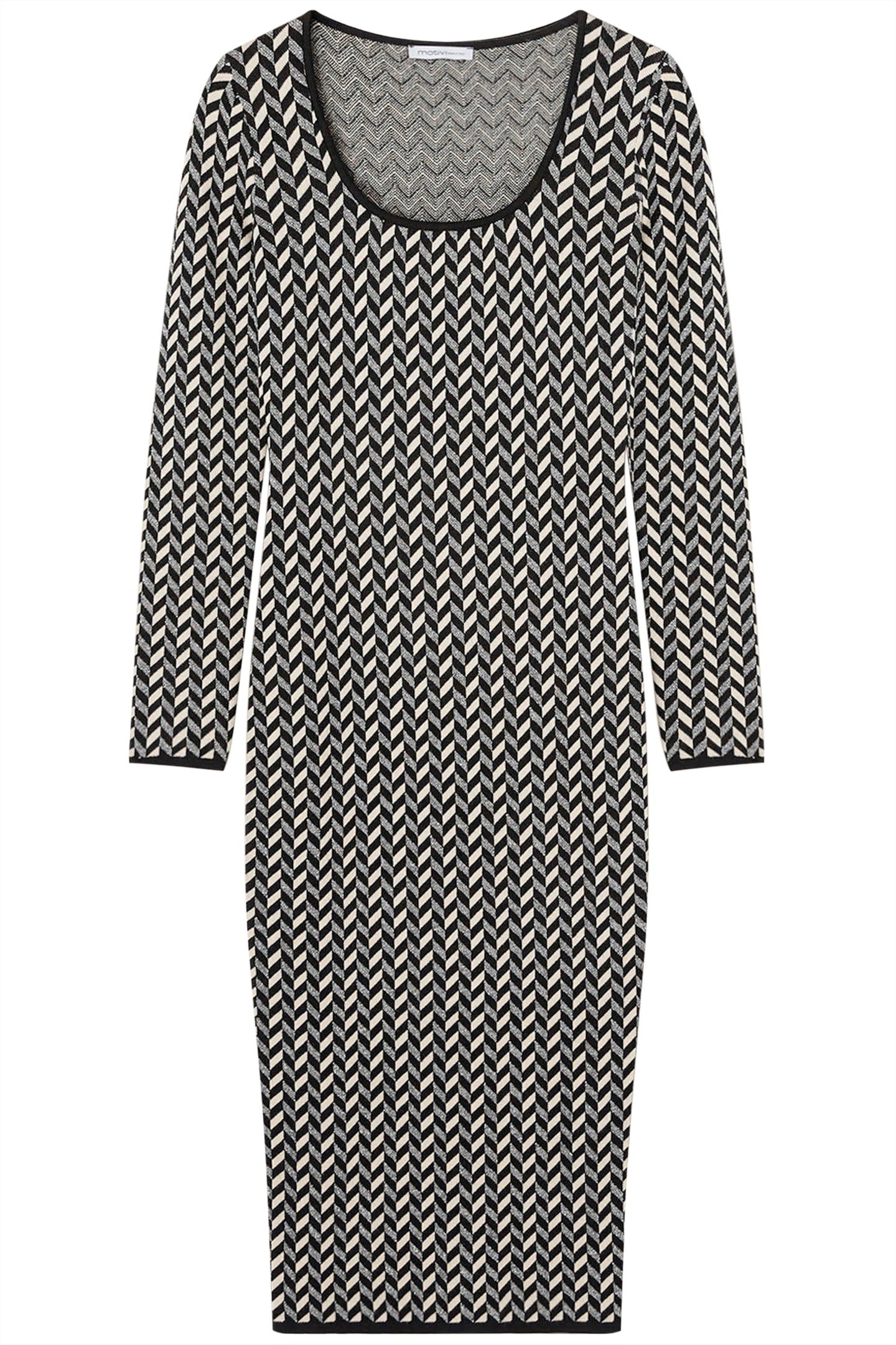 LUREX JACQUARD KNIT SHEATH DRESS BLACK 4