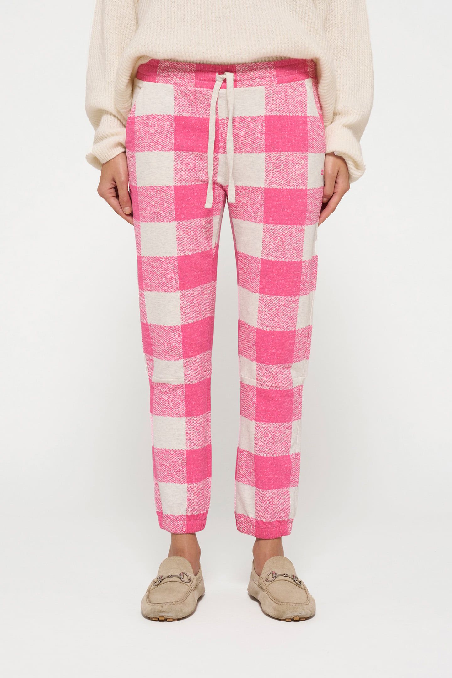 CROPPED JOGGER CHECK BRIGHT PINK 1