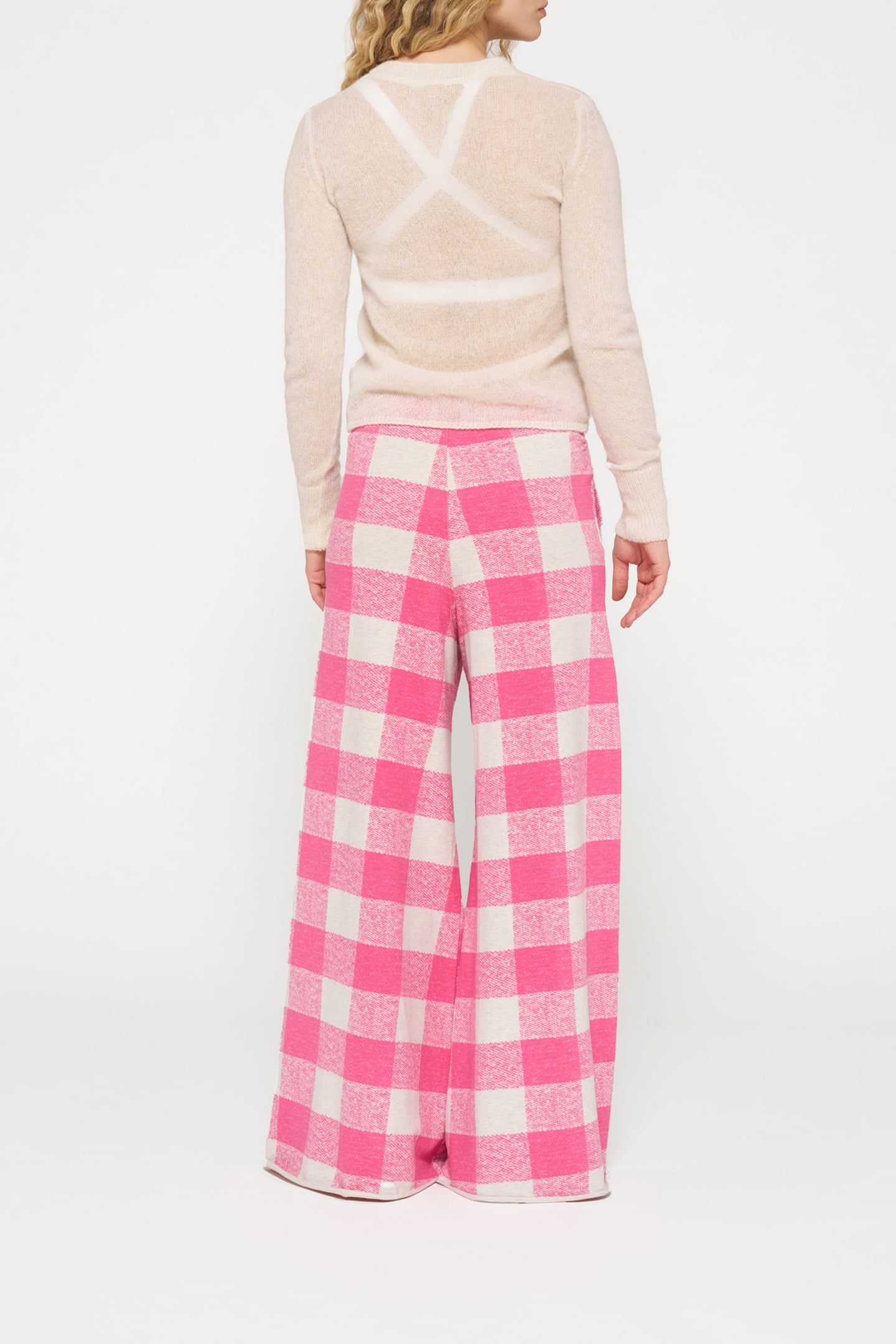 WIDE JOGGER CHECK BRIGHT PINK 3