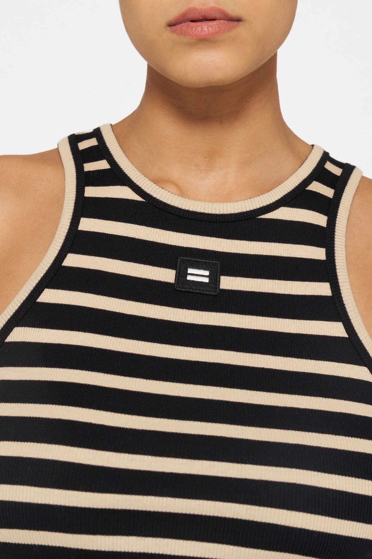 TANK TOP RIB STRIPES BLACK/LIGHT LATTE 6