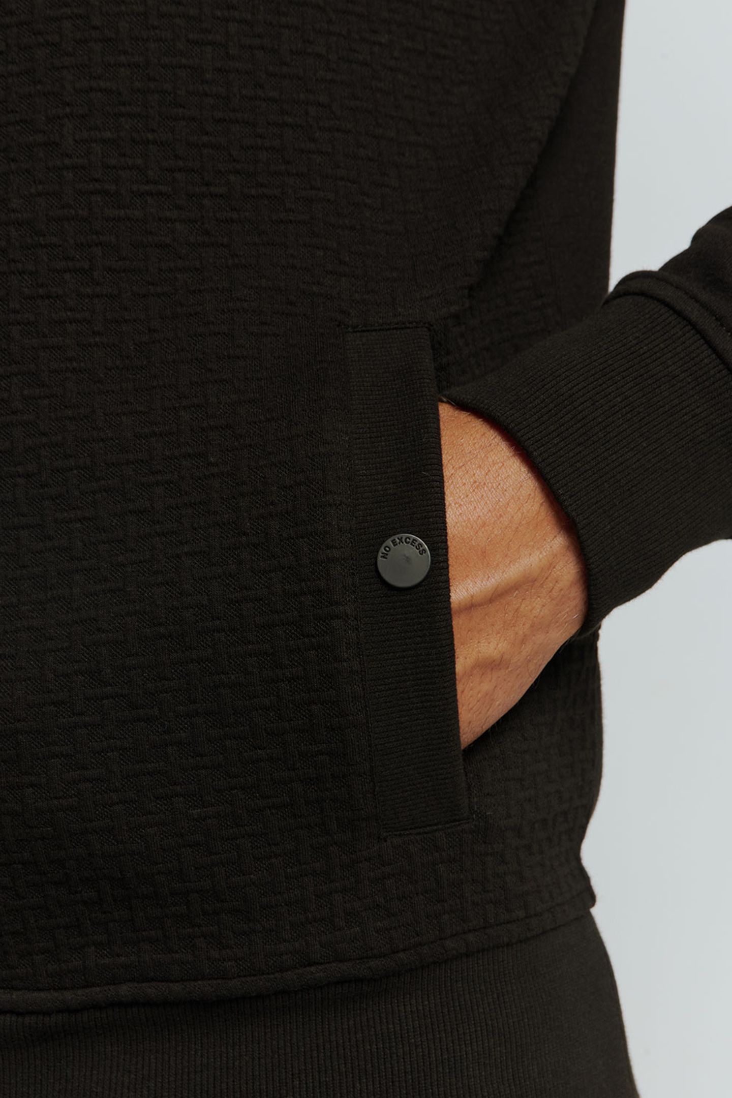 SWEATER HOODED FULL ZIPPER DOUBLE LAYER JACQUARD STRETCH BLA 7