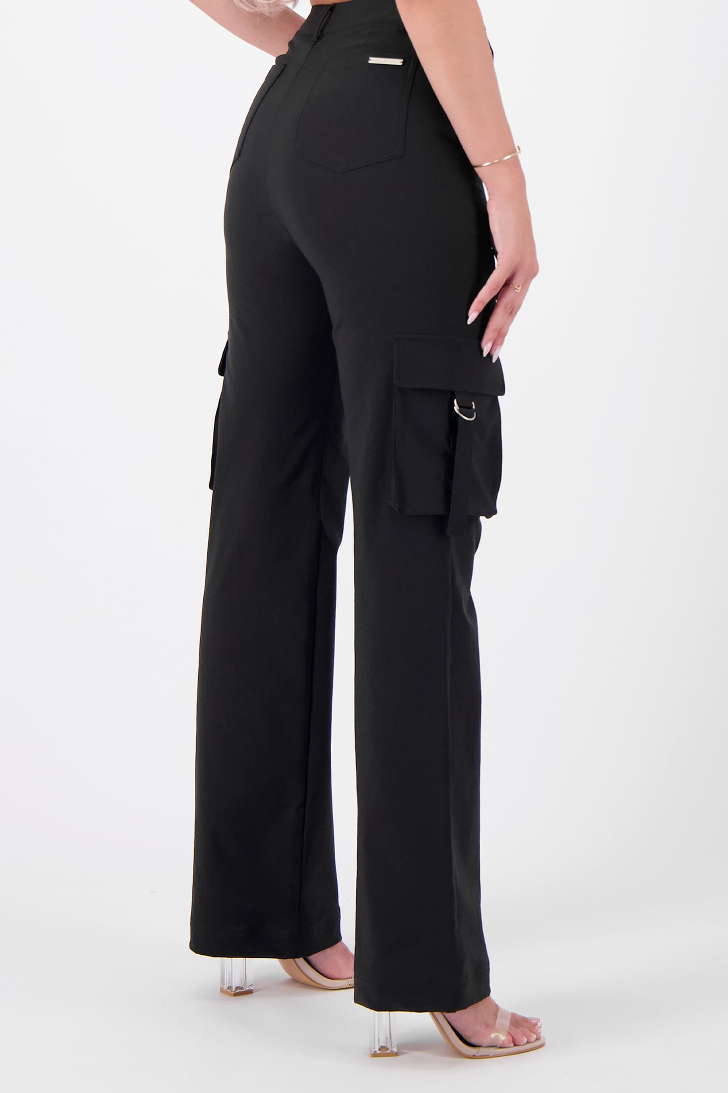 BELTED CARGO PANTS BLACK 2