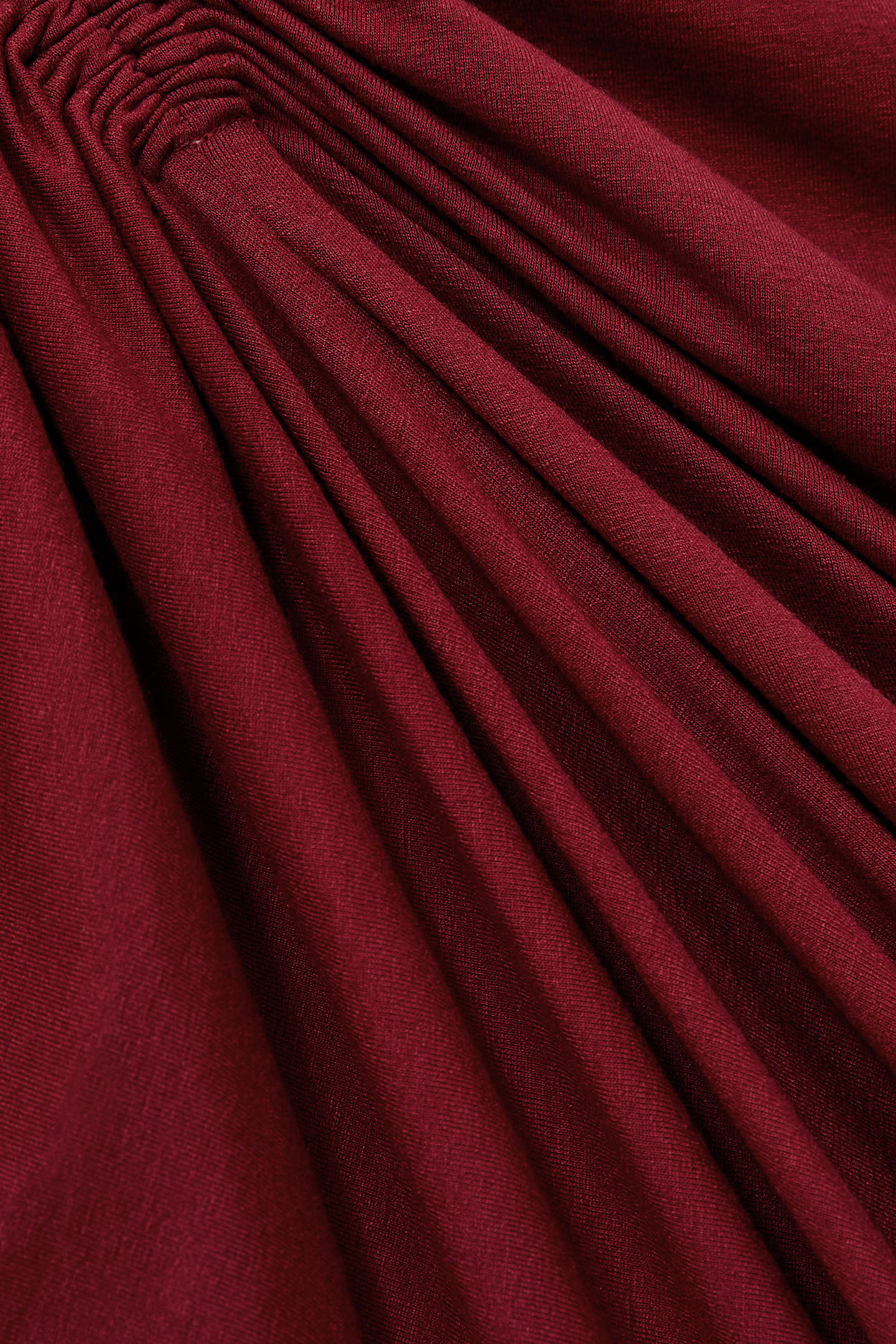 PLAIN RUCHED JERSEY DRESS BURGUNDY 6