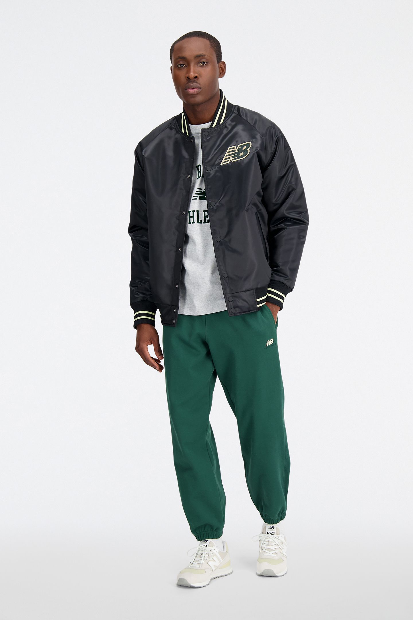 ATHLETICS VARSITY SATIN BOMBER BLACK 3