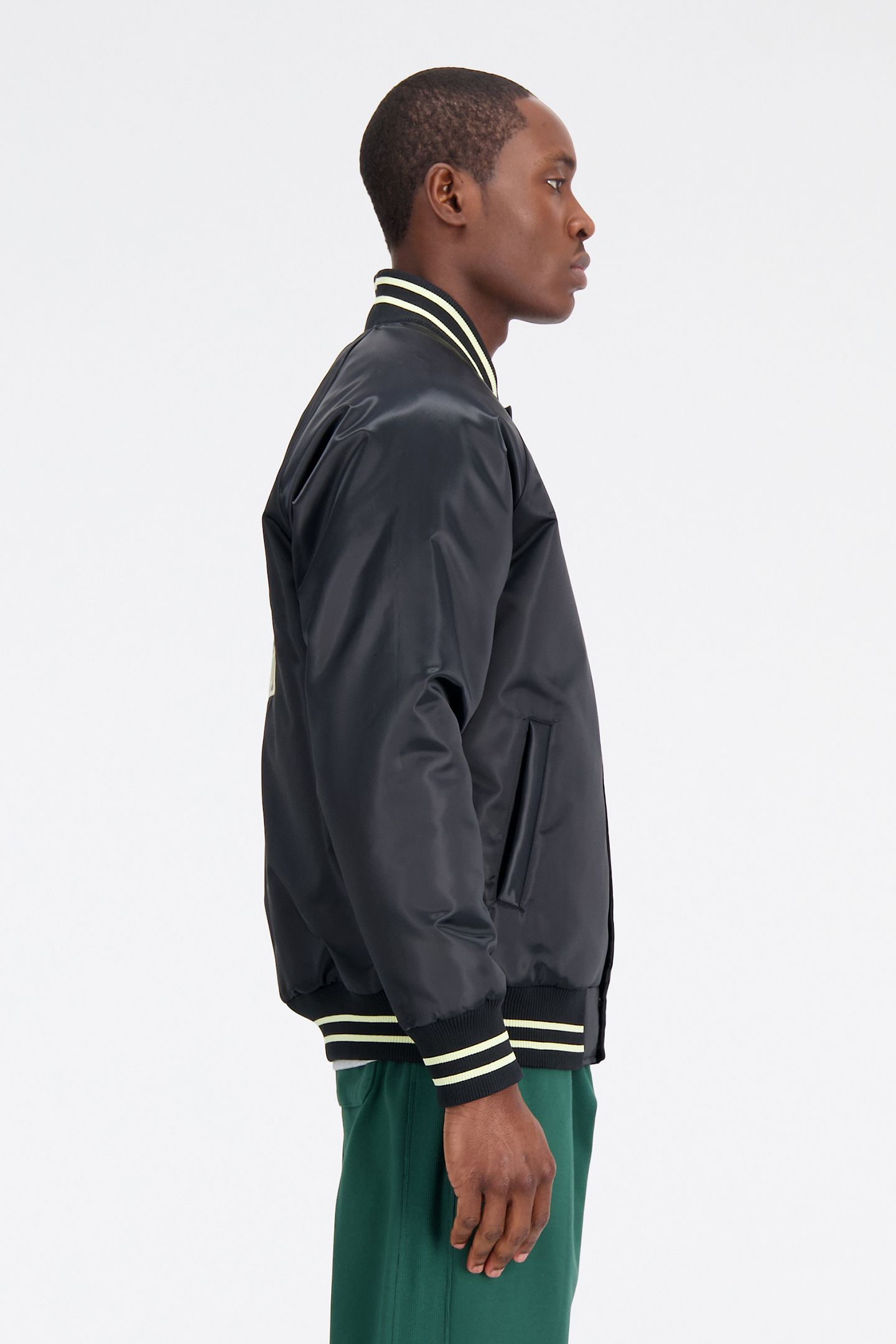 ATHLETICS VARSITY SATIN BOMBER BLACK 4