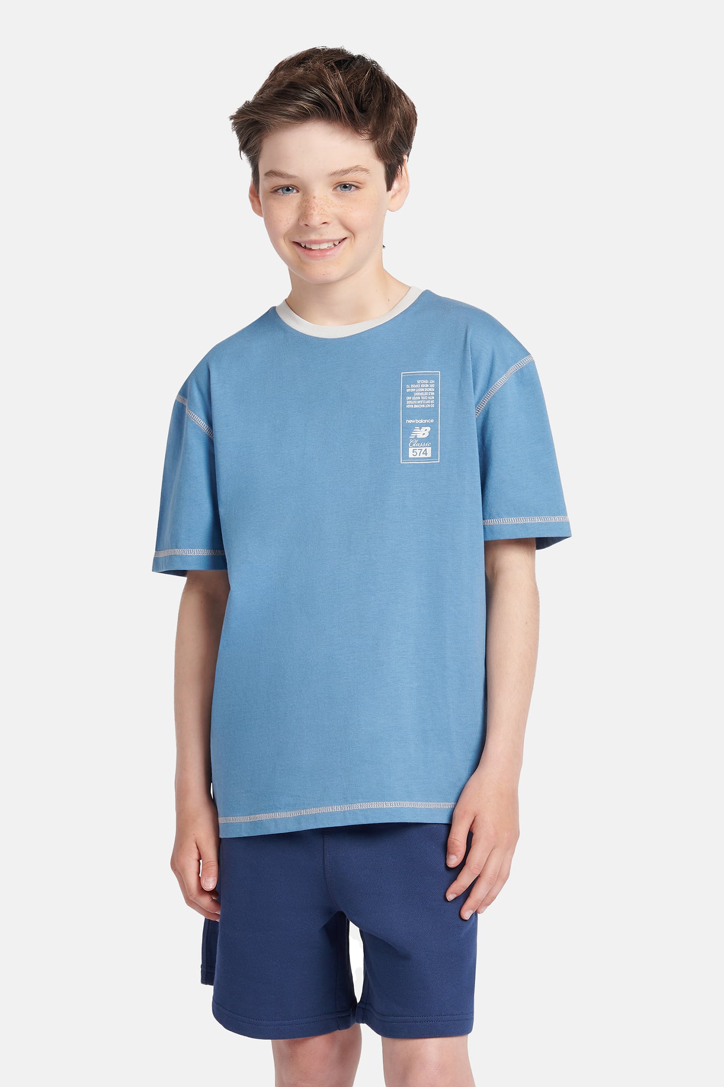 MADE IN USA BOYS 574 DIAGRAM TEE HERONBLU 1