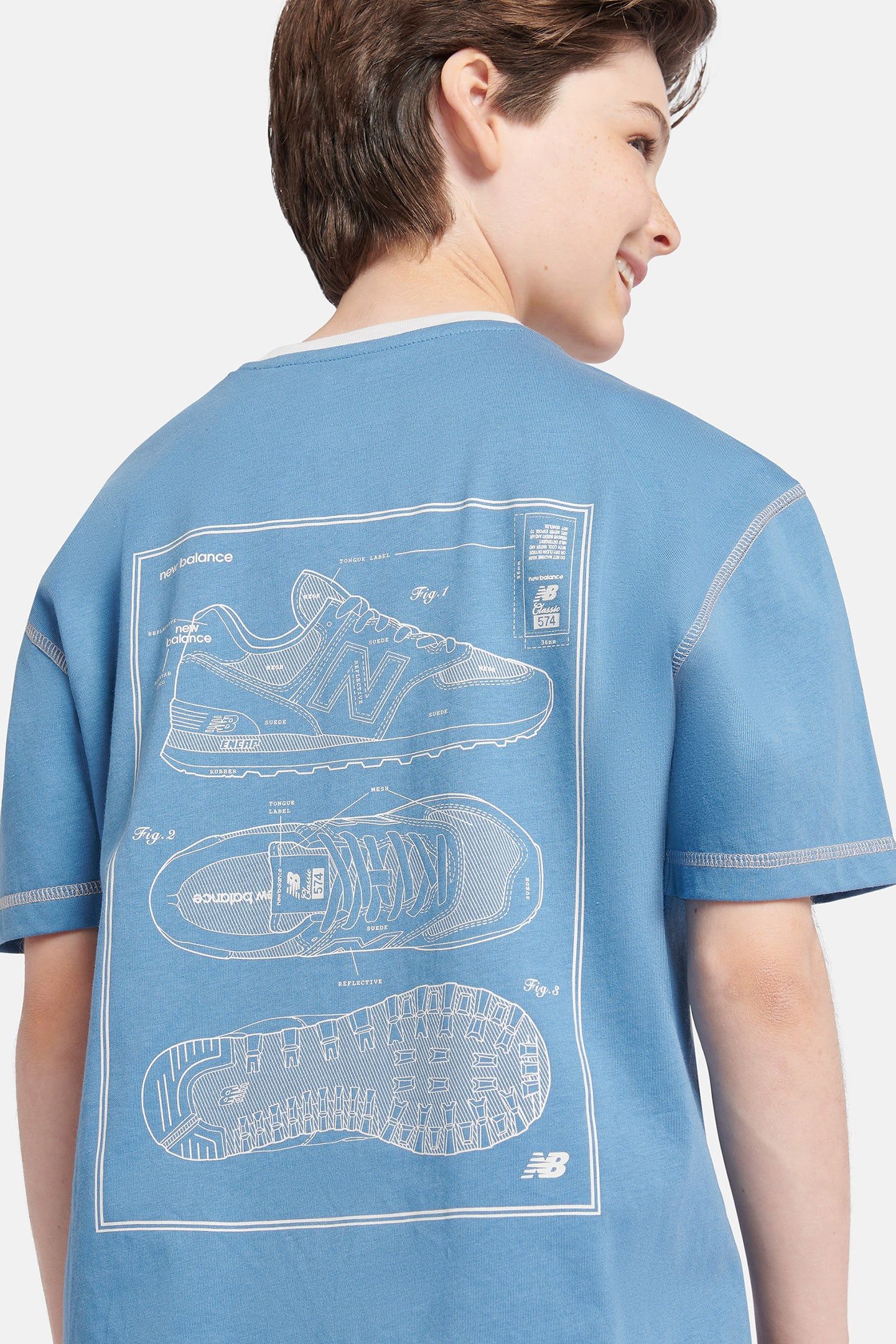 MADE IN USA BOYS 574 DIAGRAM TEE HERONBLU 8