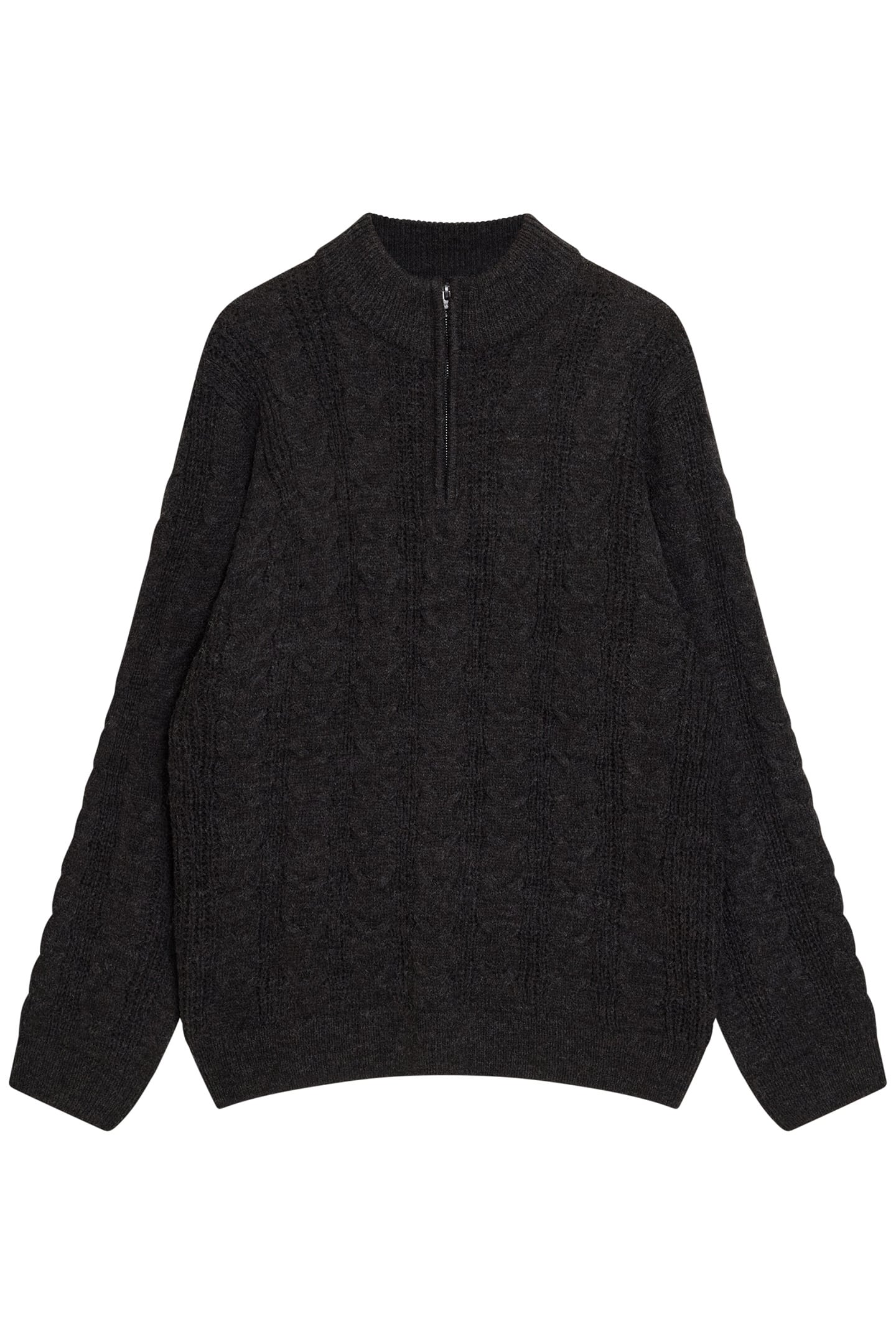 HALF ZIP CABLE CHARCOAL MEL 1