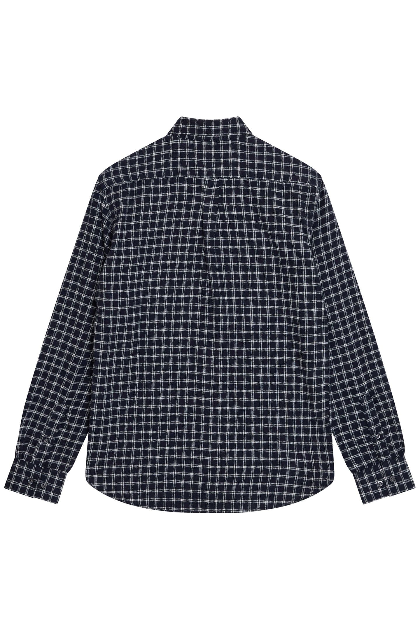 BOX CHECK FLANNEL LS MARINE/ECRU 2