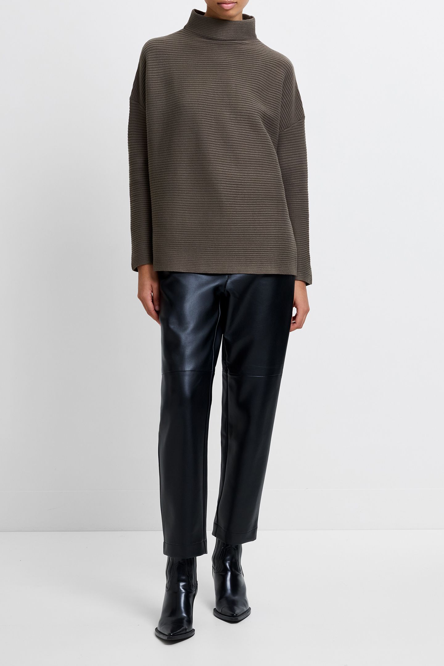 BABYSOFT RIBBED MOCK NECK JUMPER TARMAC KHAKI 3