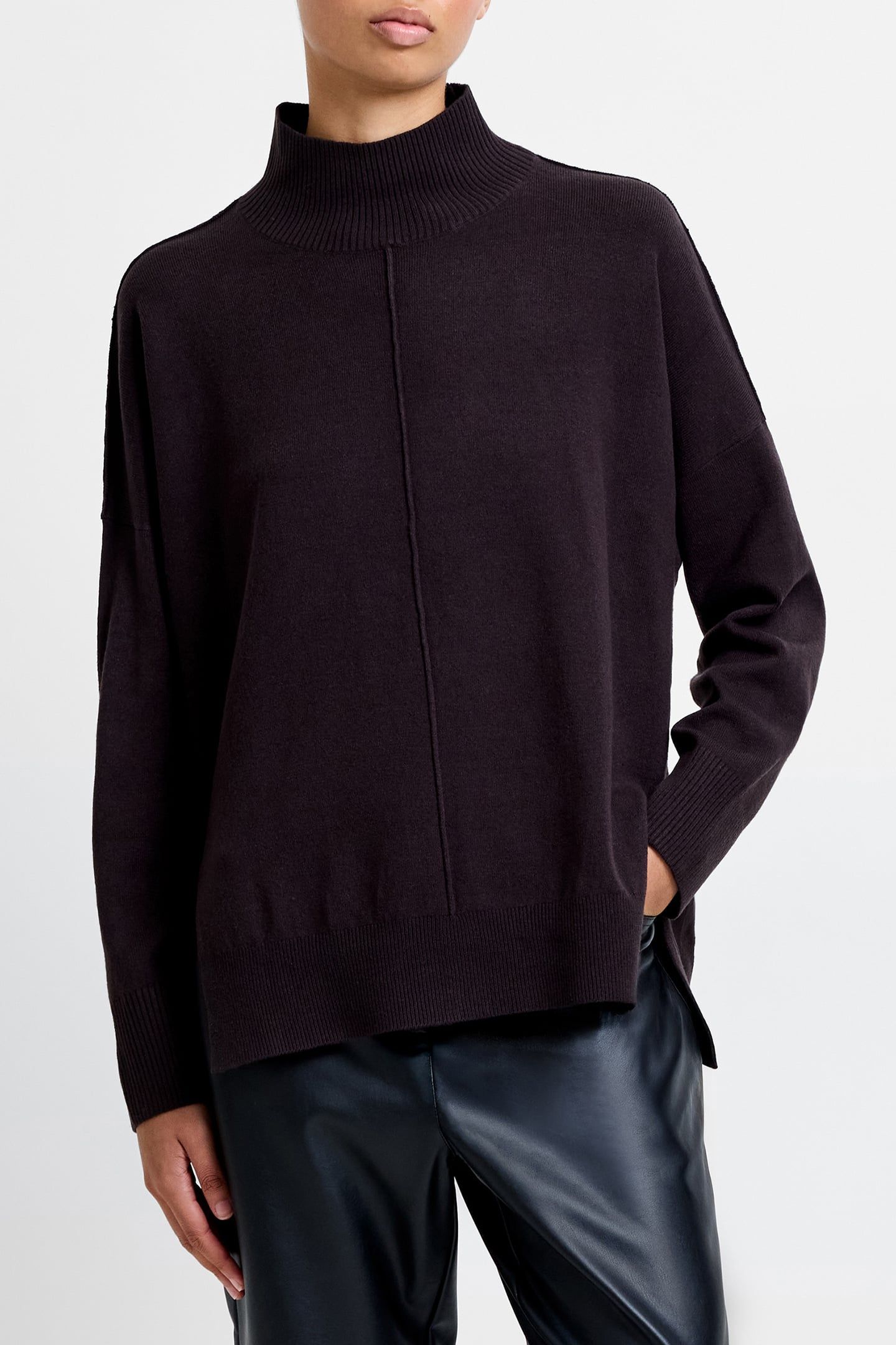 BABYSOFT HIGH NECK SEAM JUMPER CHOCOLATE GANACHE 1