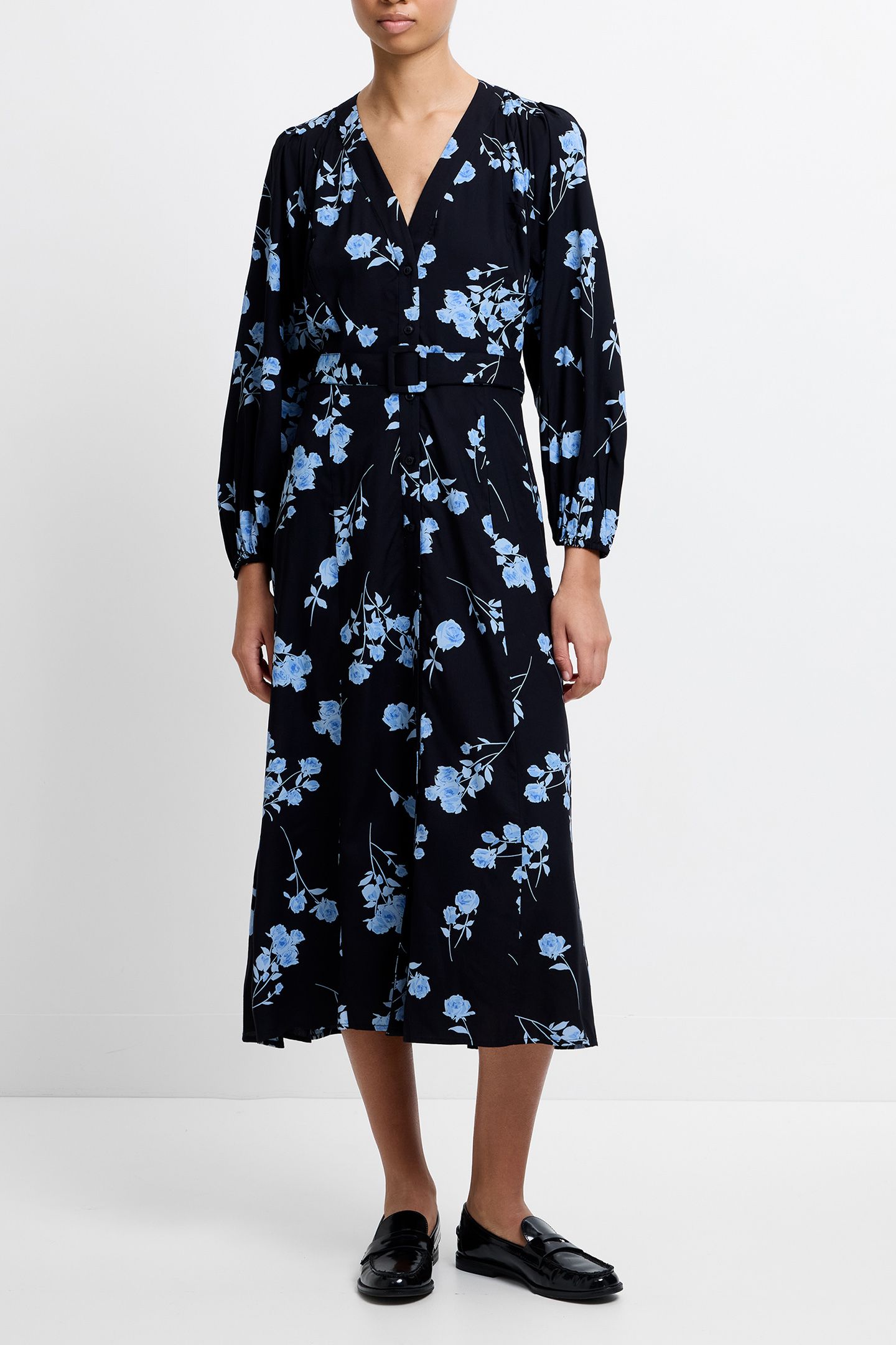 ALLESSANDRA BELT DRESS LS M BLACKOUT/BLUE 1