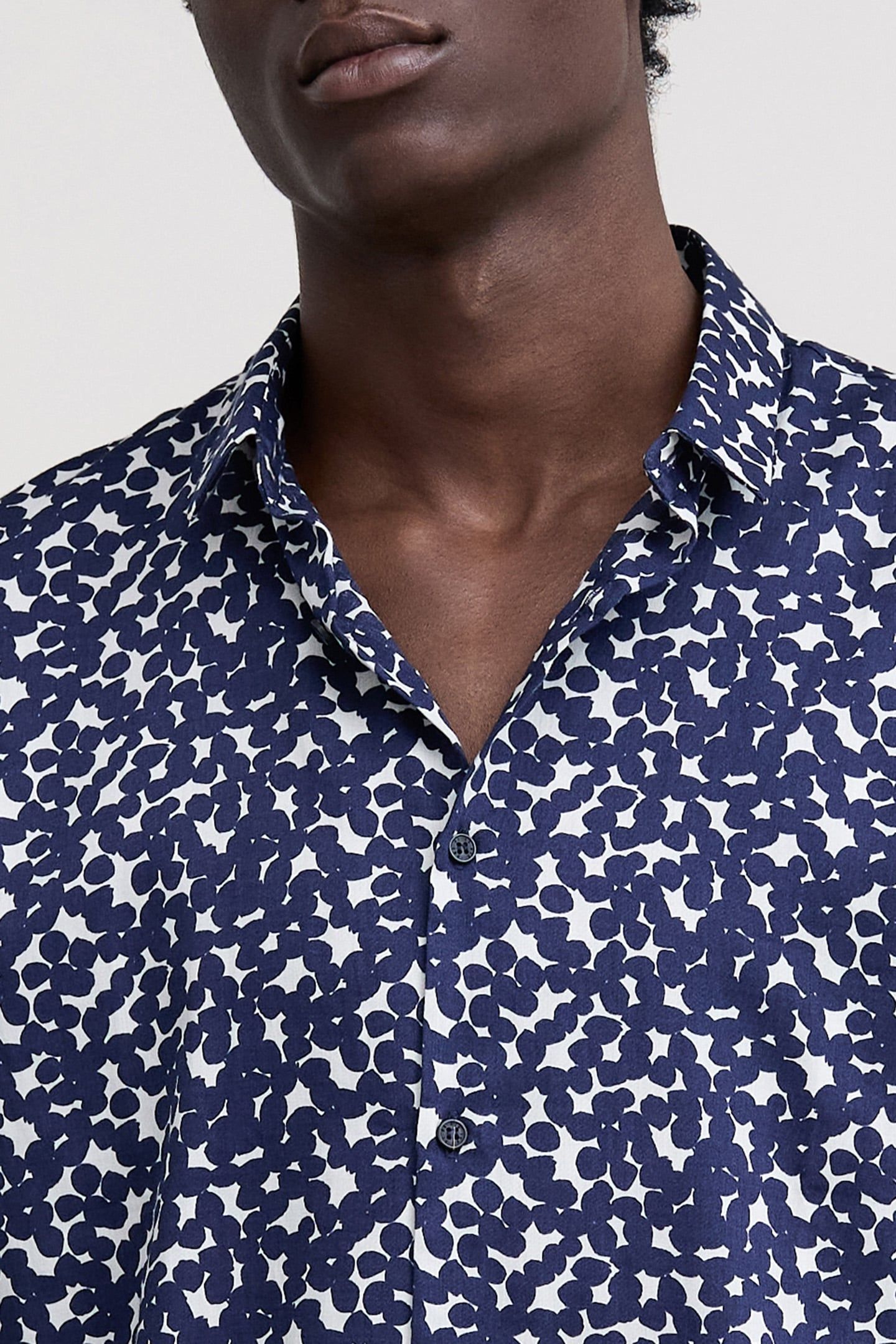 SLIM NAVY POLKA DOT PRINT SHIRT NAVY 6