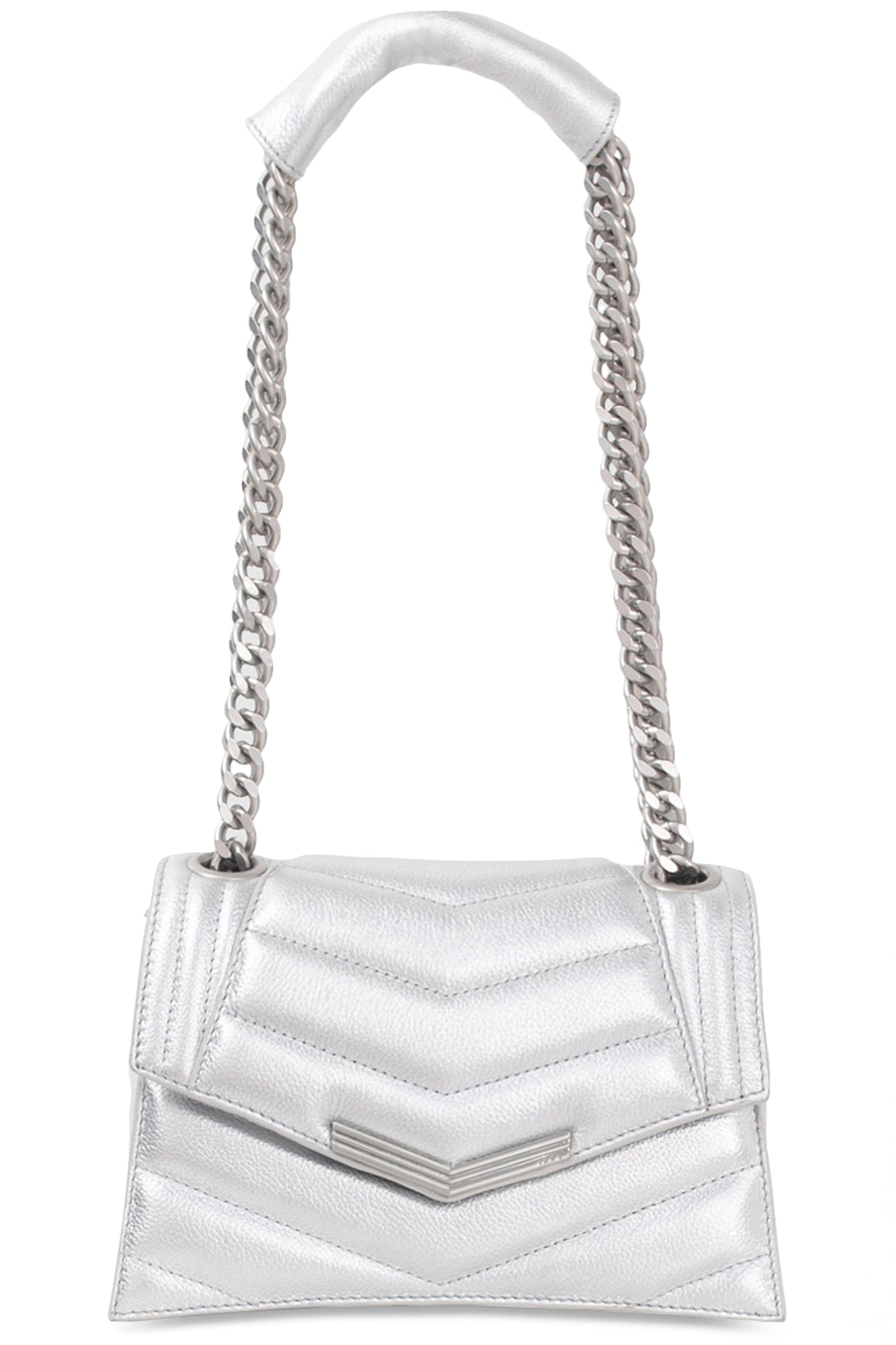 SILVER METALLIC LEATHER THE 1 GLITTER BAG SIZE S SILVER 1