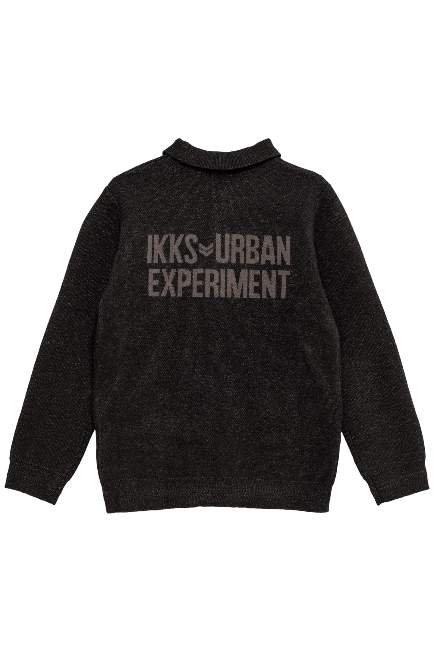 BLACK SWEATER POLO NECK INTARSIA MESSAGE BOY BACK 2