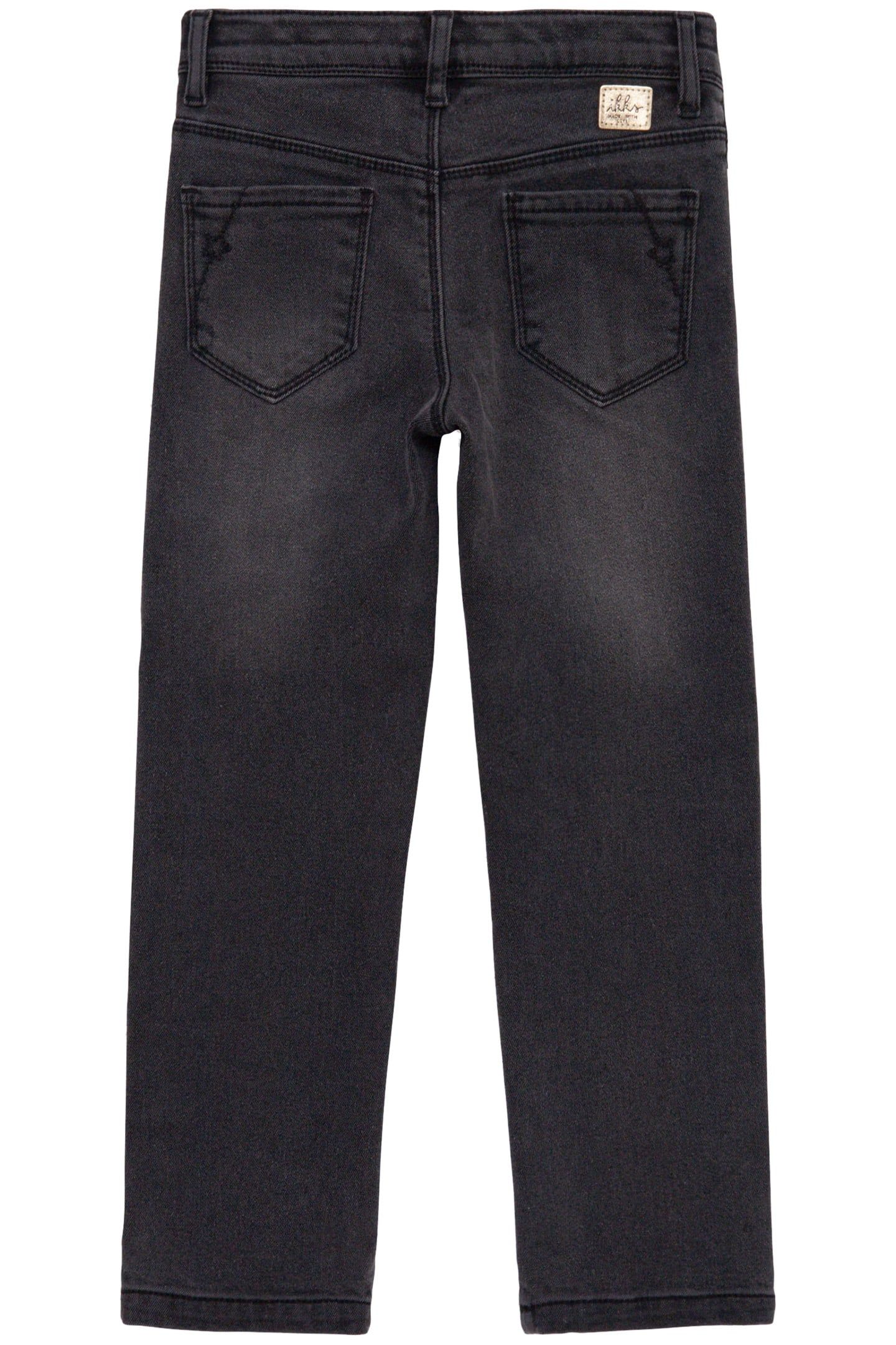 GIRLS' FADED GREY STRAIGHT JEANS WITH EMBROIDERED POCKETS 2