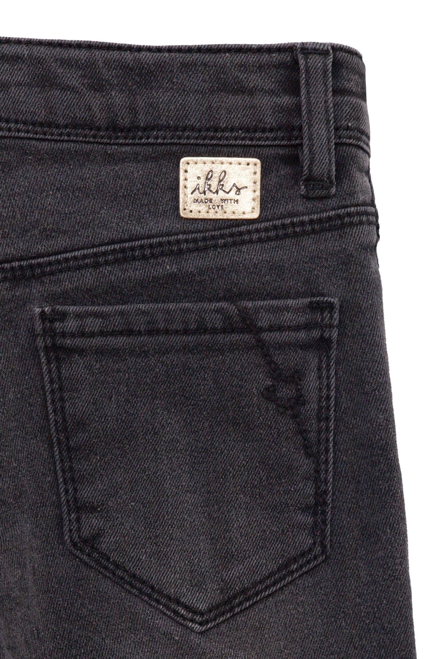 GIRLS' FADED GREY STRAIGHT JEANS WITH EMBROIDERED POCKETS 6