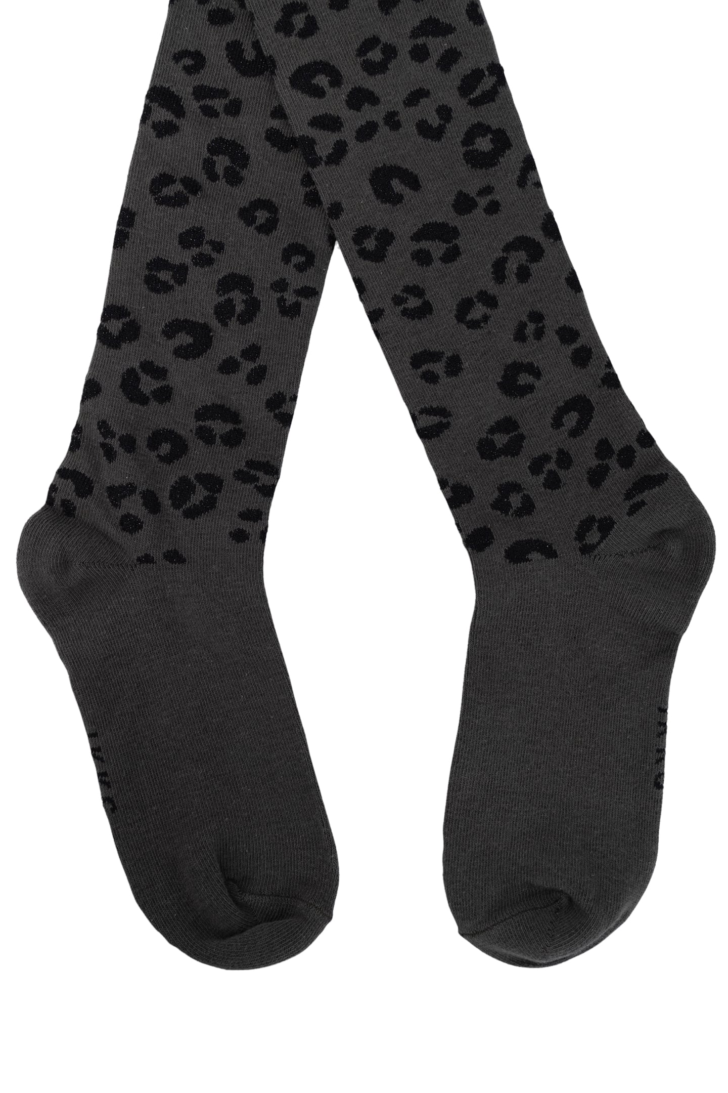 KHAKI LEOPARD PRINT KNITTED TIGHTS LUREX GIRL 4