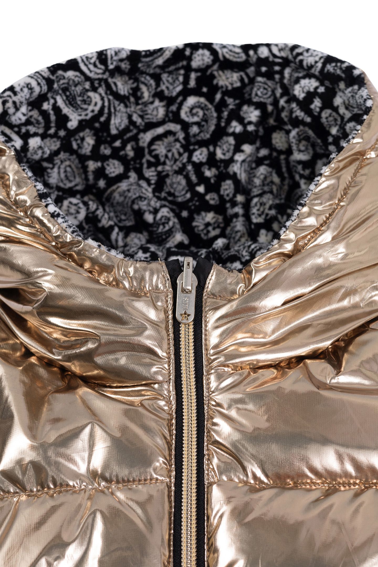 GIRL'S REVERSIBLE JACKET GOLD AND FLORAL PRINT VELVET 5