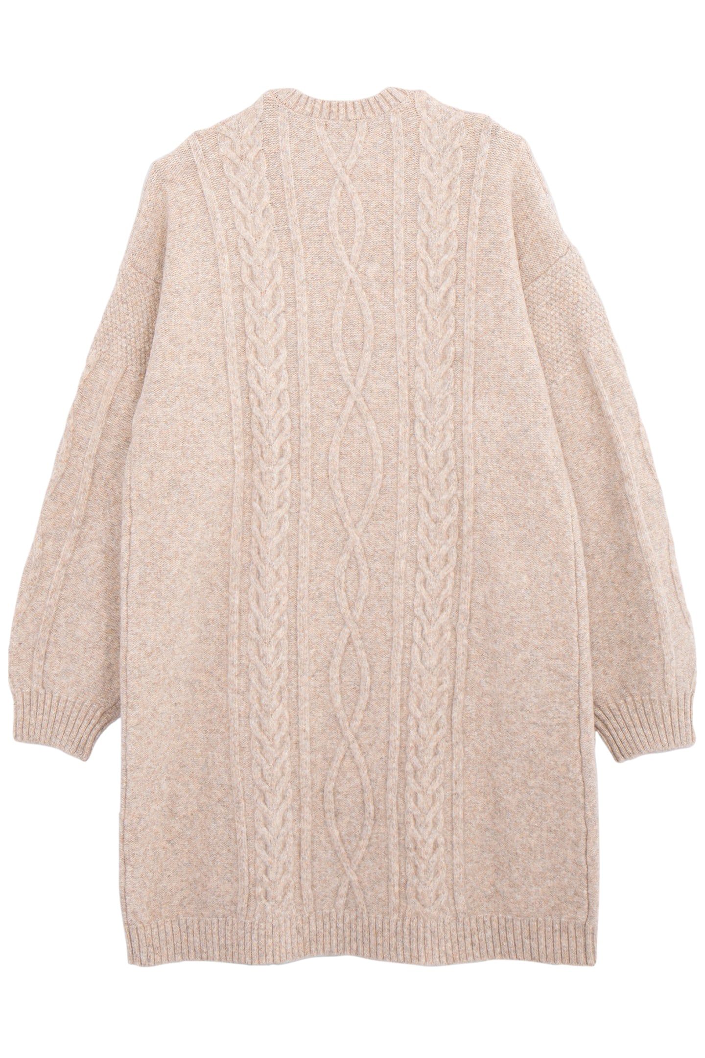 GIRL'S BEIGE MOTTLED CABLE-KNIT DRESS 2