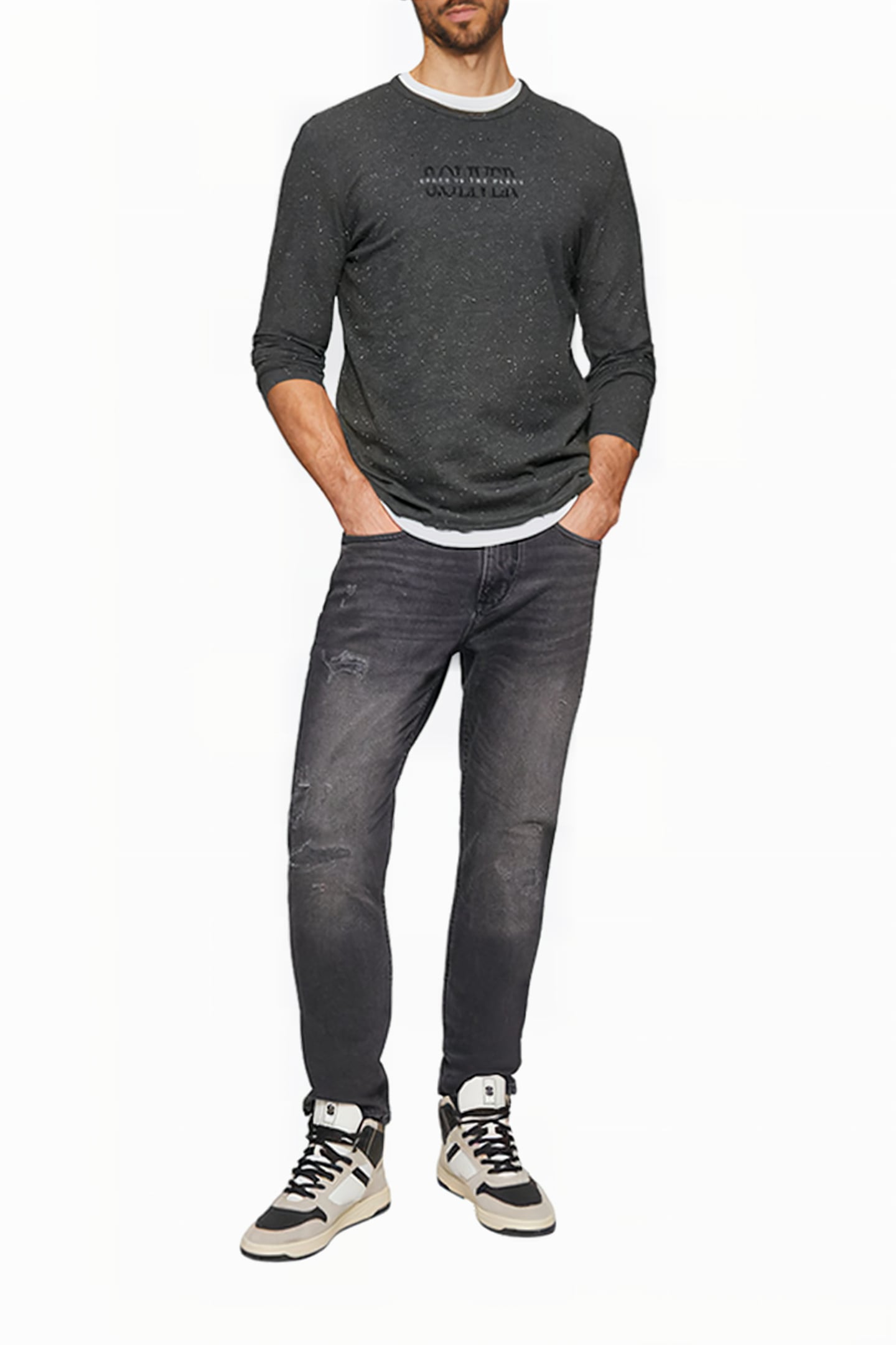S.OLIVER T-SHIRTS GREY/BLACK 2